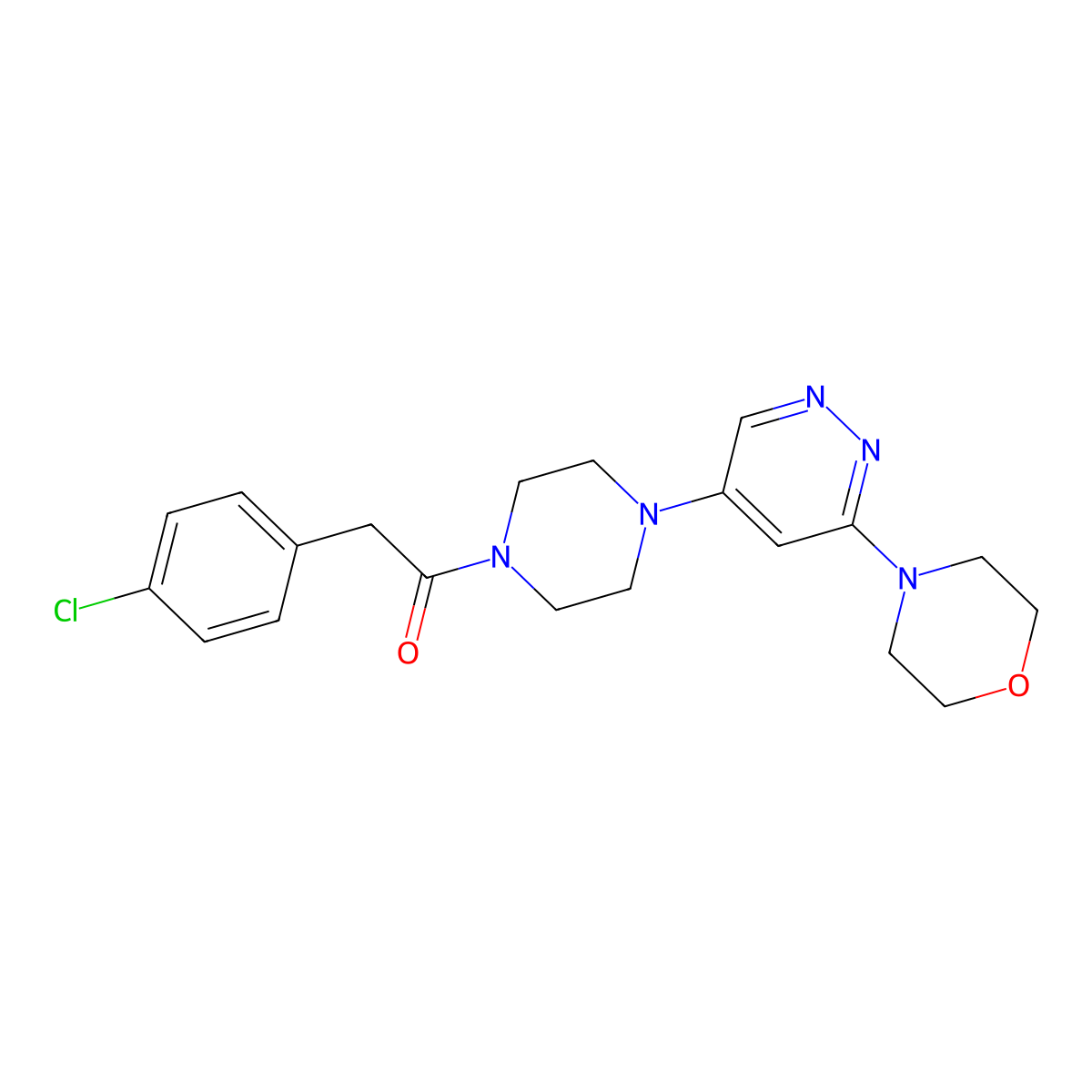 2-(4-Chlorophenyl)-1-(4-(6-morpholinopyridazin-4-yl)piperazin-1-yl)ethanone molecular structure, CAS 1448076-94-5