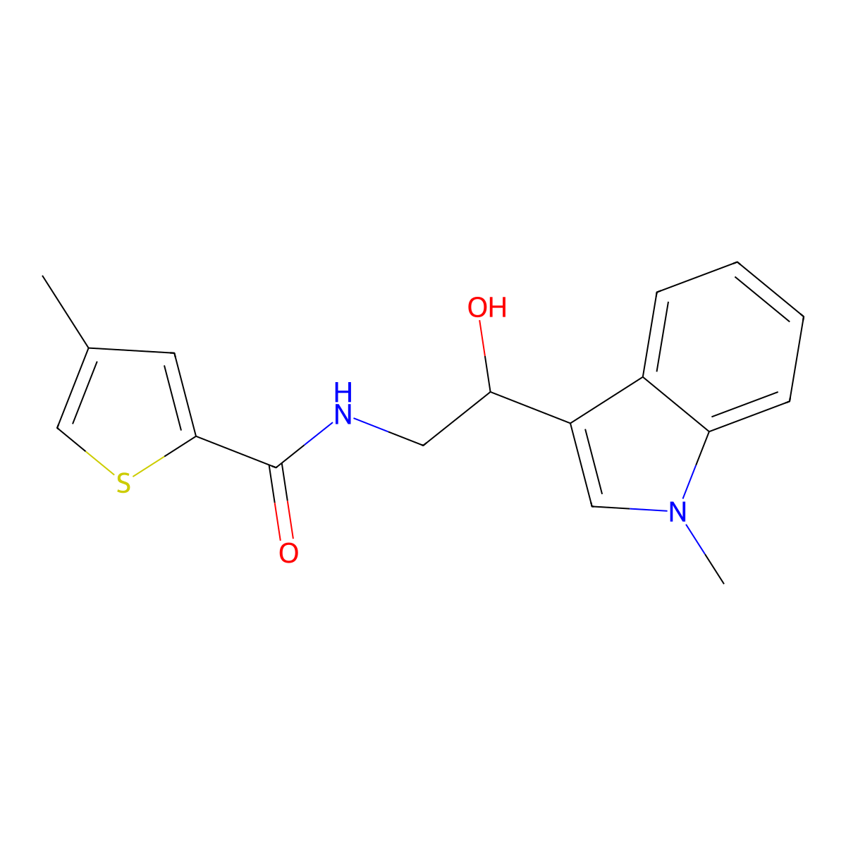 N-(2-hydroxy-2-(1-methyl-1H-indol-3-yl)ethyl)-4-methylthiophene-2-carboxamide molecular structure, CAS 1448076-95-6