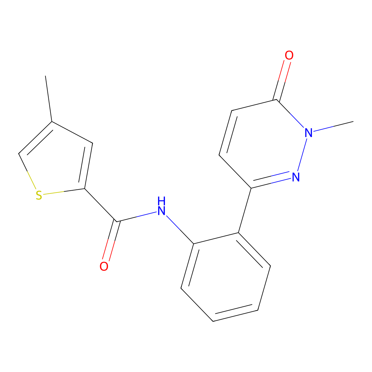 4-methyl-N-(2-(1-methyl-6-oxo-1,6-dihydropyridazin-3-yl)phenyl)thiophene-2-carboxamide molecular structure, CAS 1448076-98-9