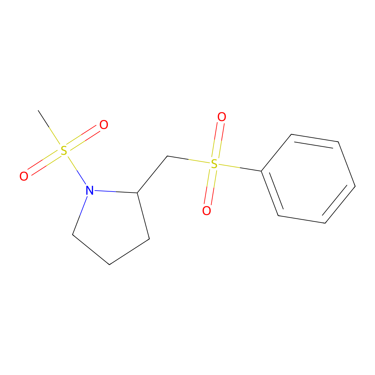 1-(Methylsulfonyl)-2-((phenylsulfonyl)methyl)pyrrolidine molecular structure, CAS 1448077-00-6