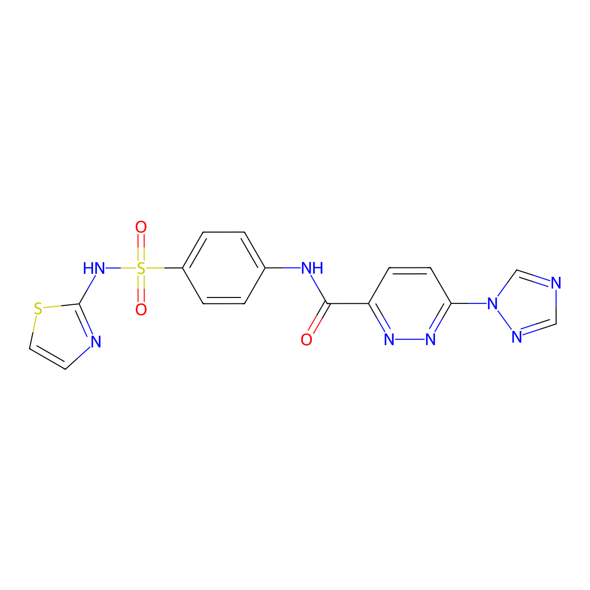 N-(4-(N-(thiazol-2-yl)sulfamoyl)phenyl)-6-(1H-1,2,4-triazol-1-yl)pyridazine-3-carboxamide molecular structure, CAS 1448077-04-0