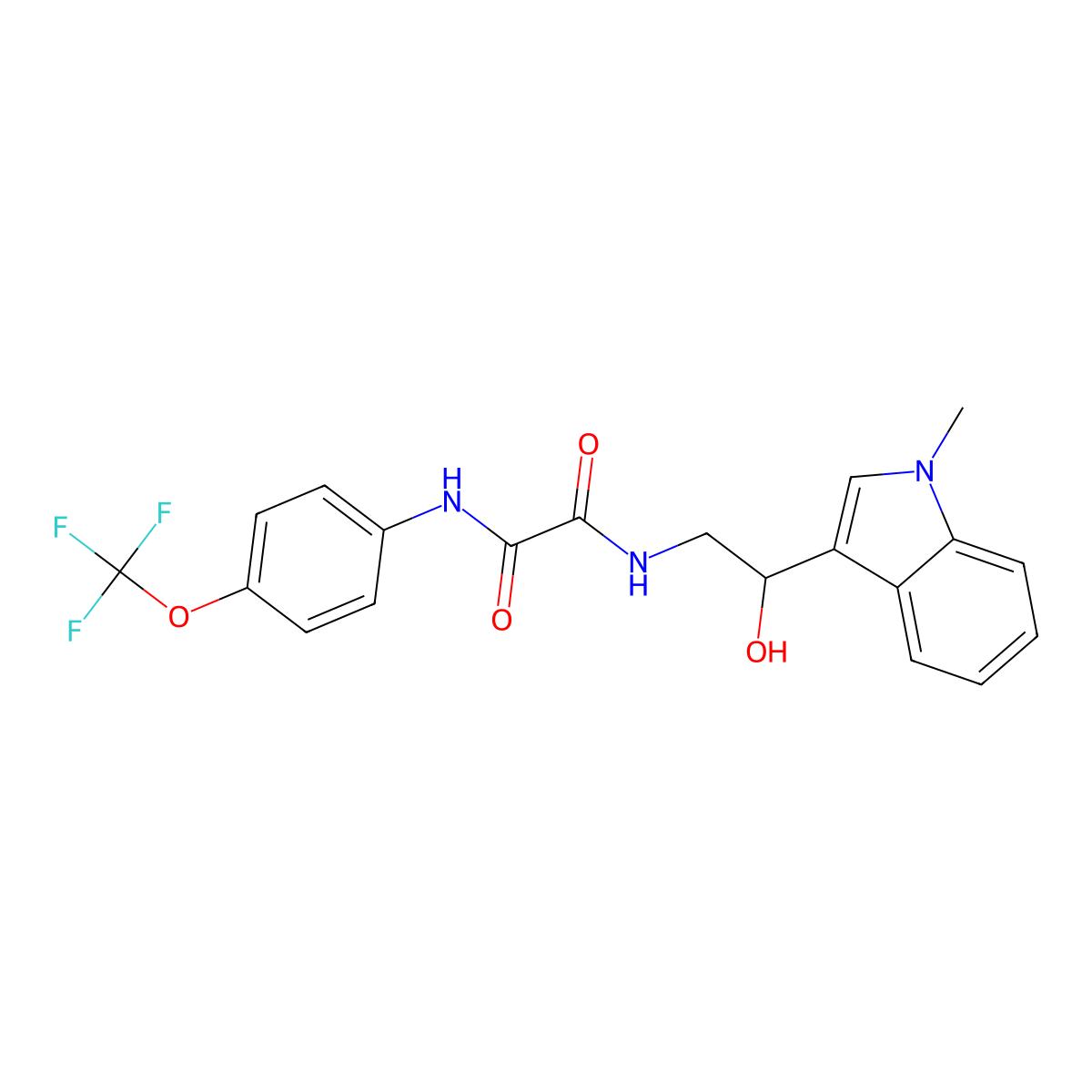 N1-(2-hydroxy-2-(1-methyl-1H-indol-3-yl)ethyl)-N2-(4-(trifluoromethoxy)phenyl)oxalamide molecular structure, CAS 1448077-13-1