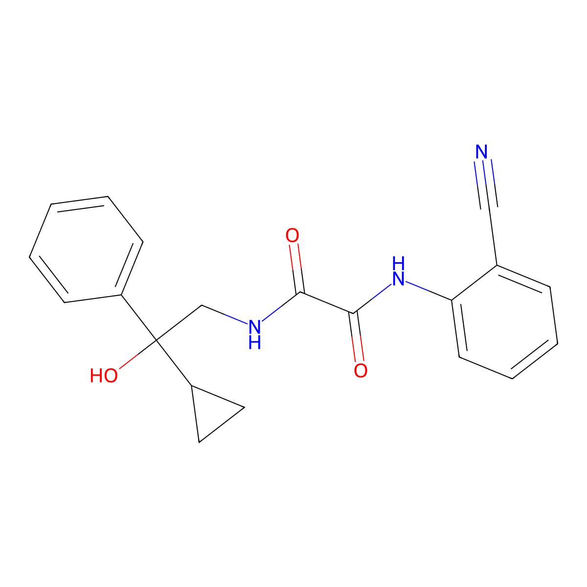 N1-(2-cyanophenyl)-N2-(2-cyclopropyl-2-hydroxy-2-phenylethyl)oxalamide molecular structure, CAS 1448077-14-2