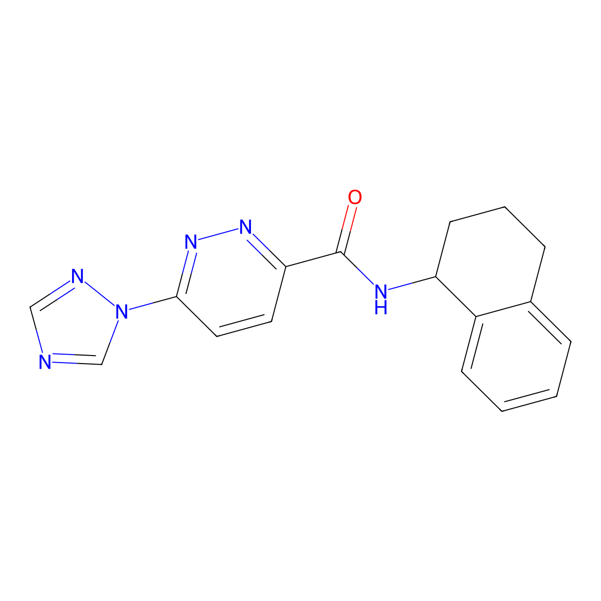 N-(1,2,3,4-tetrahydronaphthalen-1-yl)-6-(1H-1,2,4-triazol-1-yl)pyridazine-3-carboxamide molecular structure, CAS 1448077-19-7