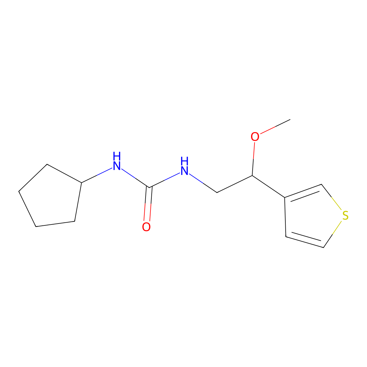 1-Cyclopentyl-3-[2-methoxy-2-(thiophen-3-yl)ethyl]urea molecular structure, CAS 1448077-23-3