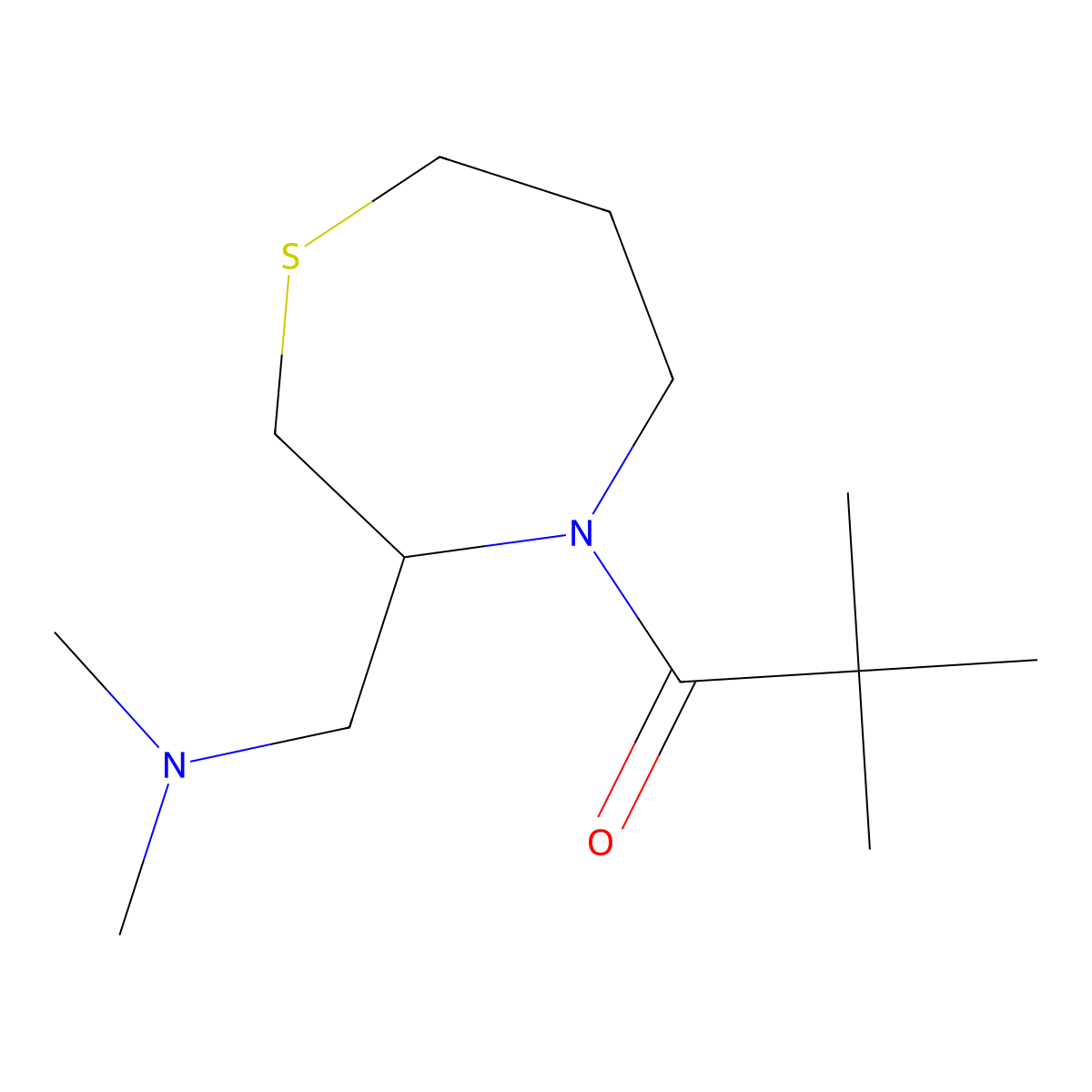 1-{3-[(Dimethylamino)methyl]-1,4-thiazepan-4-YL}-2,2-dimethylpropan-1-one molecular structure, CAS 1448077-33-5