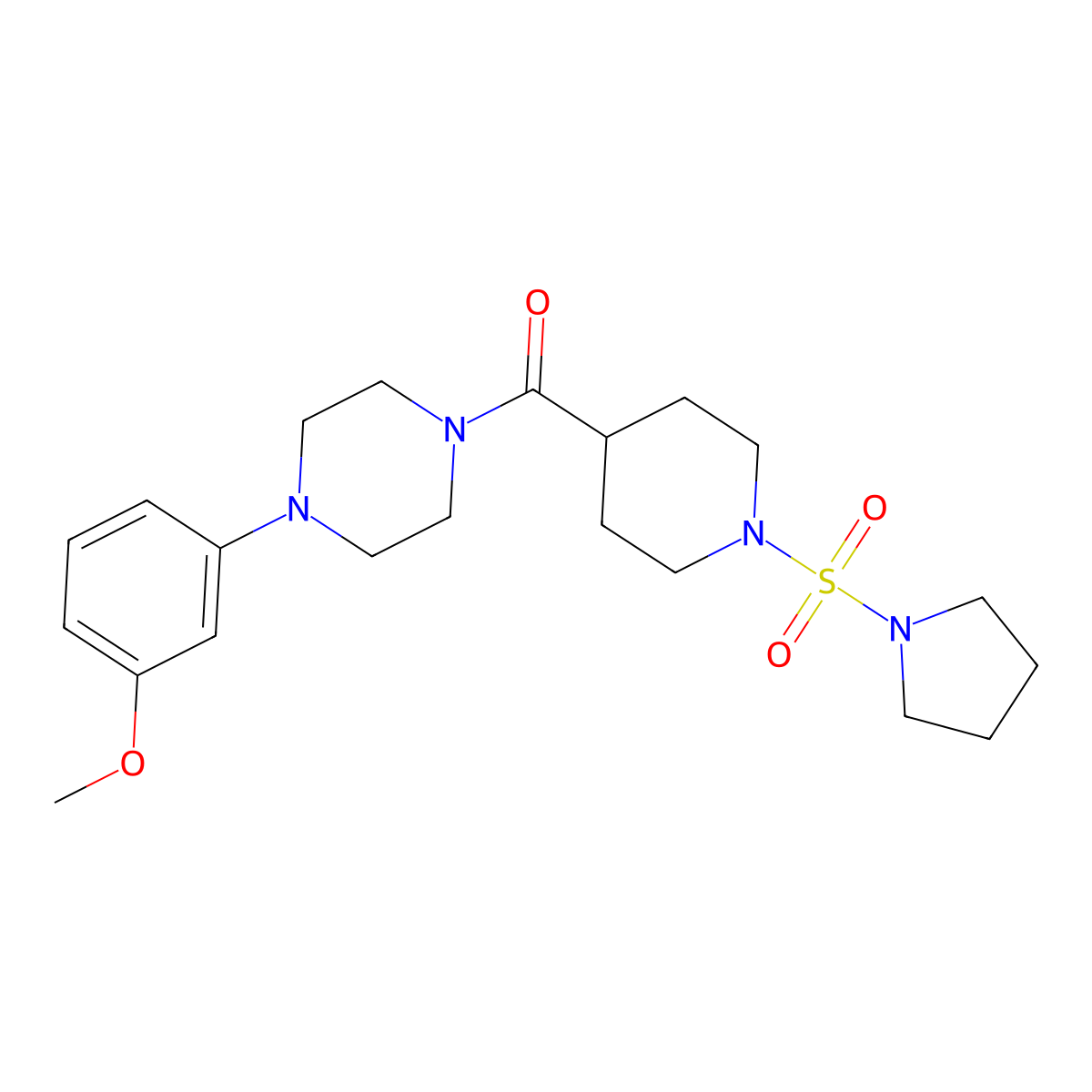 (4-(3-Methoxyphenyl)piperazin-1-yl)(1-(pyrrolidin-1-ylsulfonyl)piperidin-4-yl)methanone molecular structure, CAS 1448077-36-8