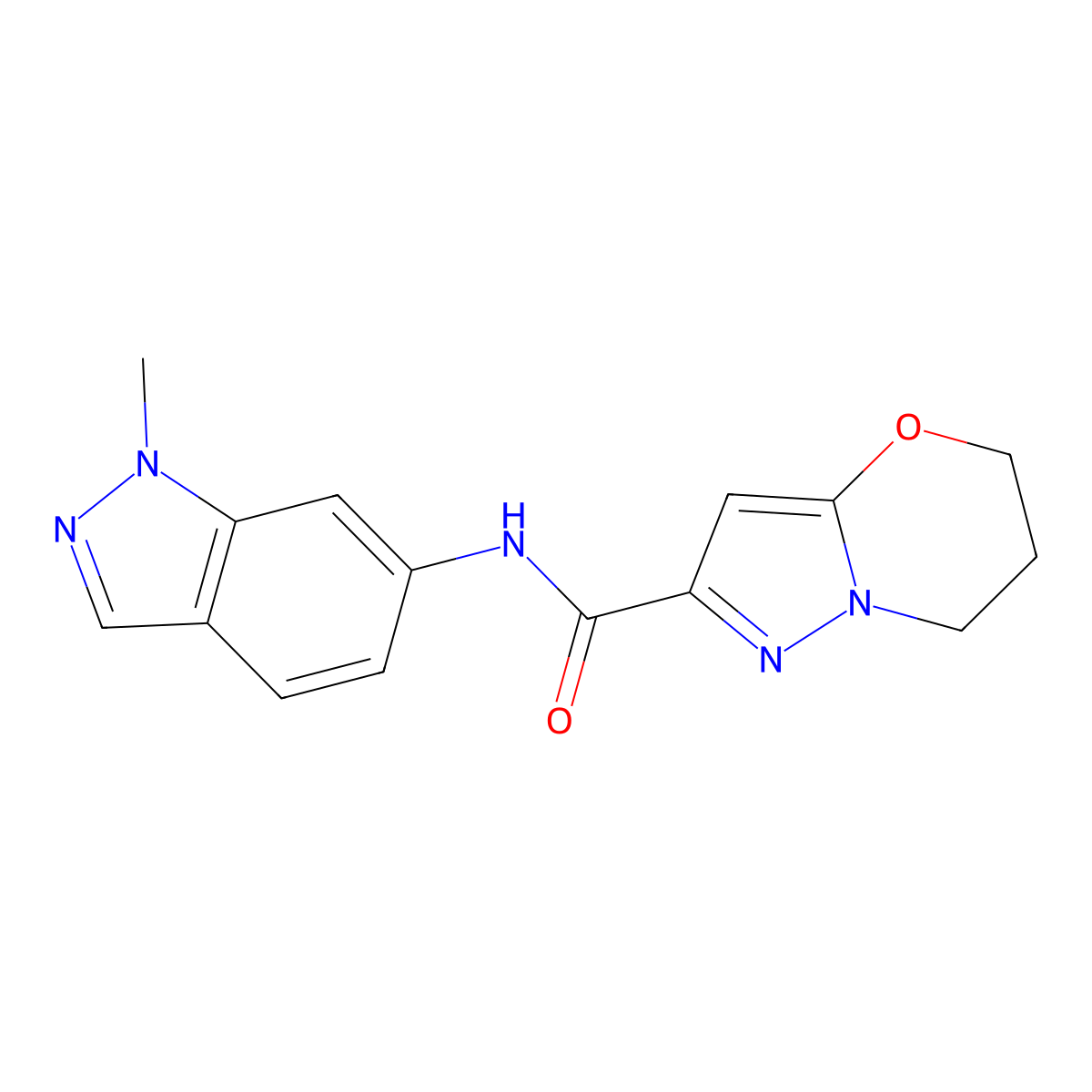 N-(1-methyl-1H-indazol-6-yl)-6,7-dihydro-5H-pyrazolo[5,1-b][1,3]oxazine-2-carboxamide molecular structure, CAS 1448077-41-5