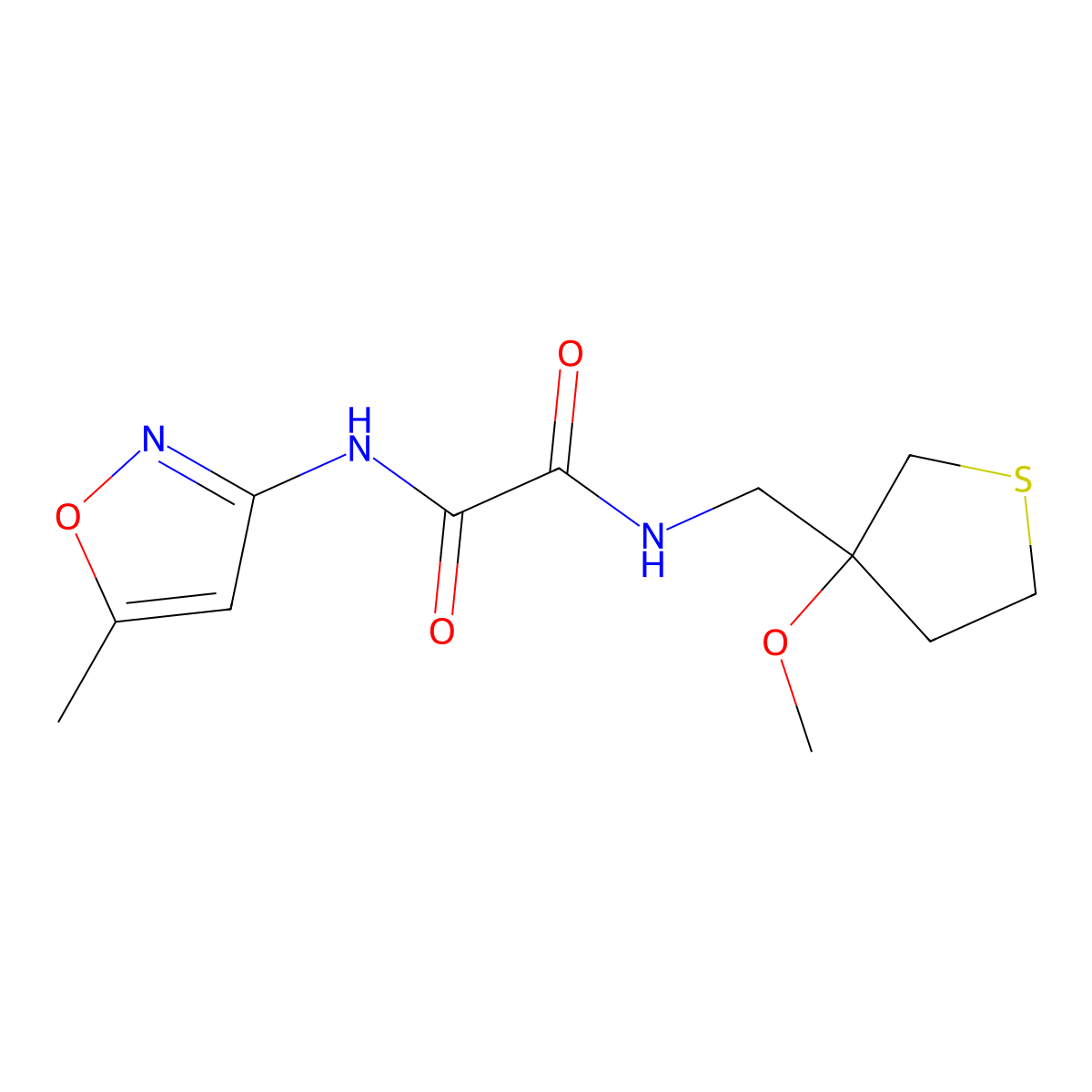 N1-((3-methoxytetrahydrothiophen-3-yl)methyl)-N2-(5-methylisoxazol-3-yl)oxalamide molecular structure, CAS 1448077-43-7