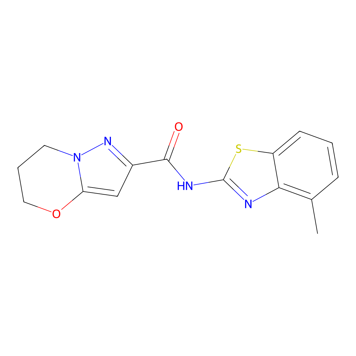 N-(4-methylbenzo[d]thiazol-2-yl)-6,7-dihydro-5H-pyrazolo[5,1-b][1,3]oxazine-2-carboxamide molecular structure, CAS 1448077-45-9