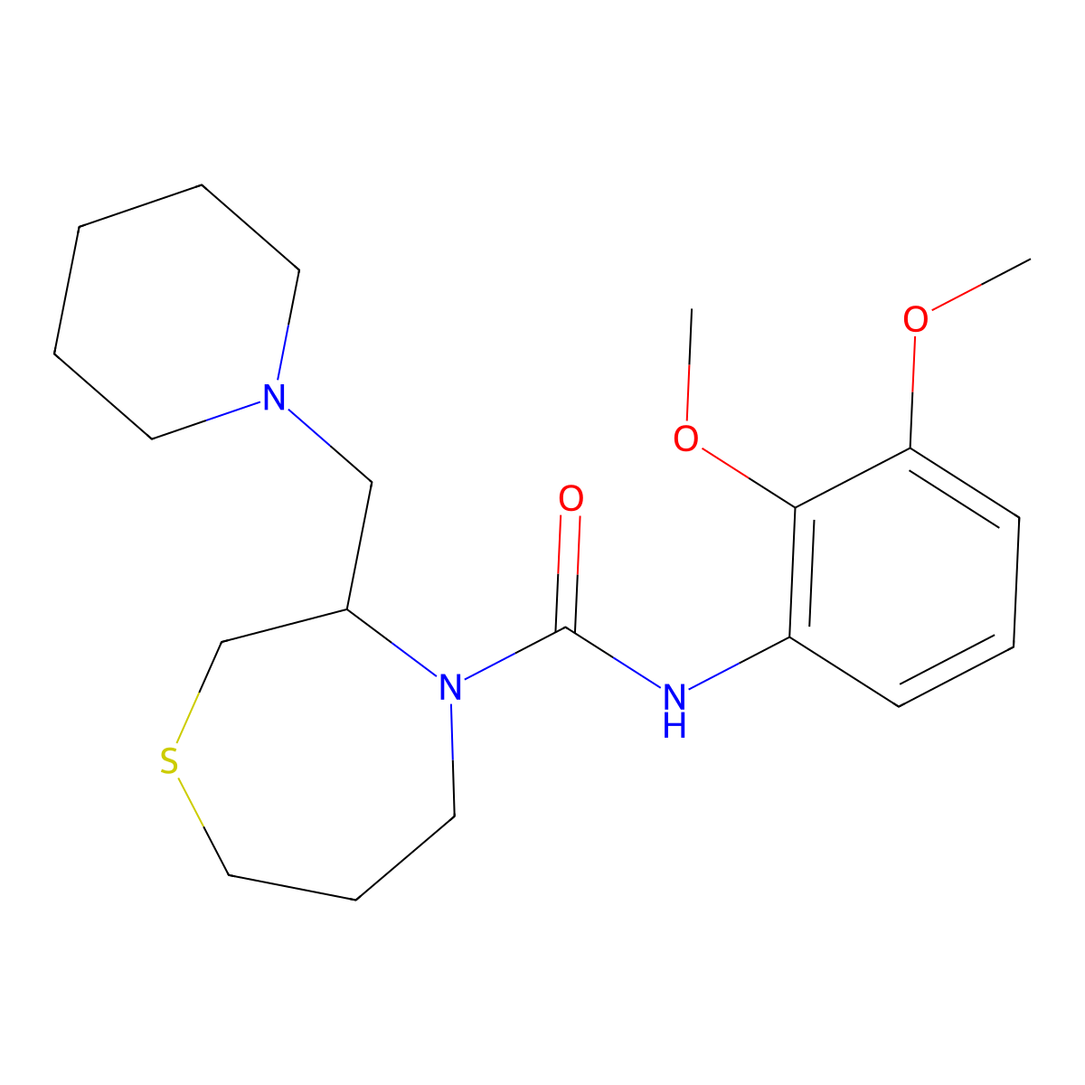 N-(2,3-dimethoxyphenyl)-3-(piperidin-1-ylmethyl)-1,4-thiazepane-4-carboxamide molecular structure, CAS 1448077-47-1