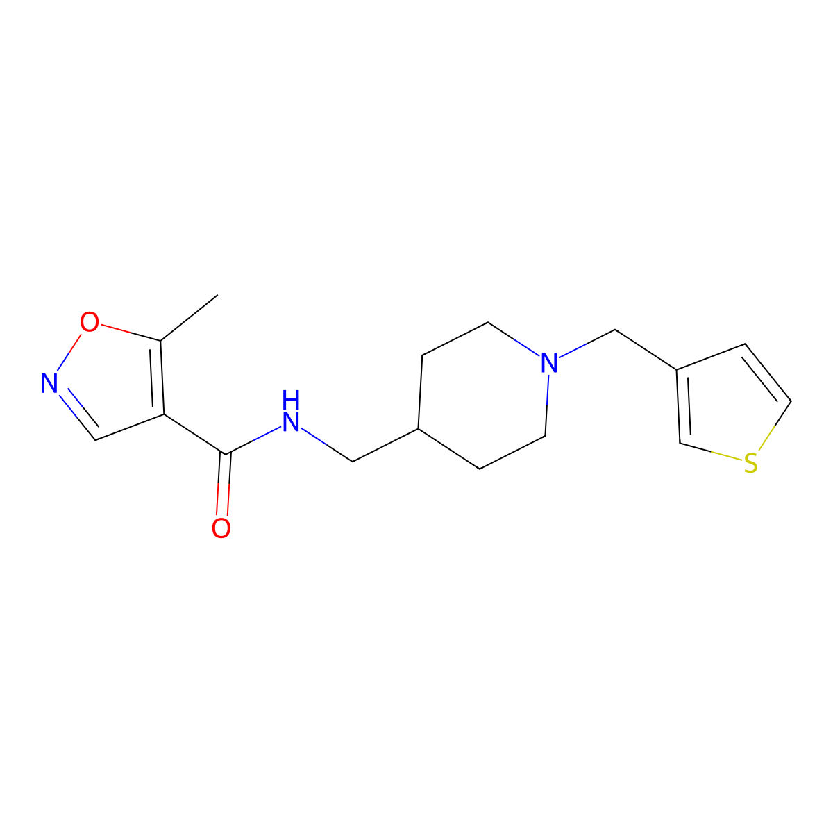 5-methyl-N-((1-(thiophen-3-ylmethyl)piperidin-4-yl)methyl)isoxazole-4-carboxamide molecular structure, CAS 1448077-50-6