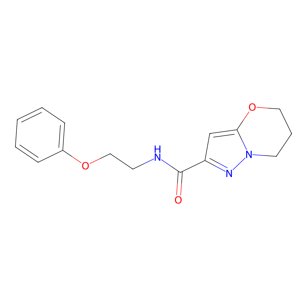 N-(2-phenoxyethyl)-6,7-dihydro-5H-pyrazolo[5,1-b][1,3]oxazine-2-carboxamide molecular structure, CAS 1448077-55-1