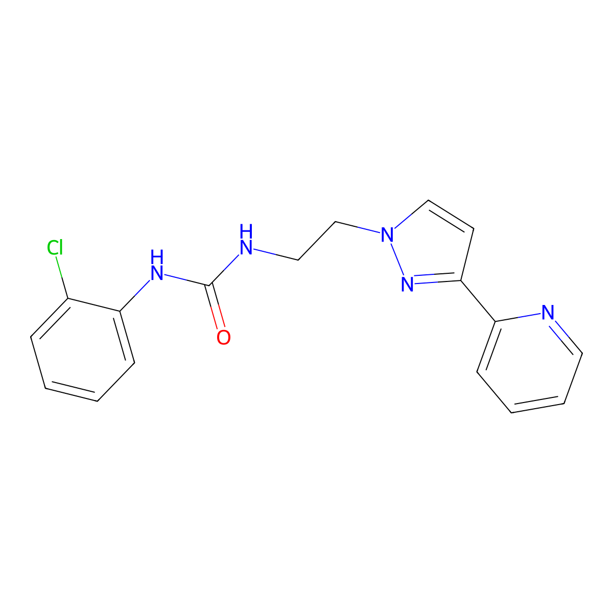 1-(2-chlorophenyl)-3-(2-(3-(pyridin-2-yl)-1H-pyrazol-1-yl)ethyl)urea molecular structure, CAS 1448077-59-5