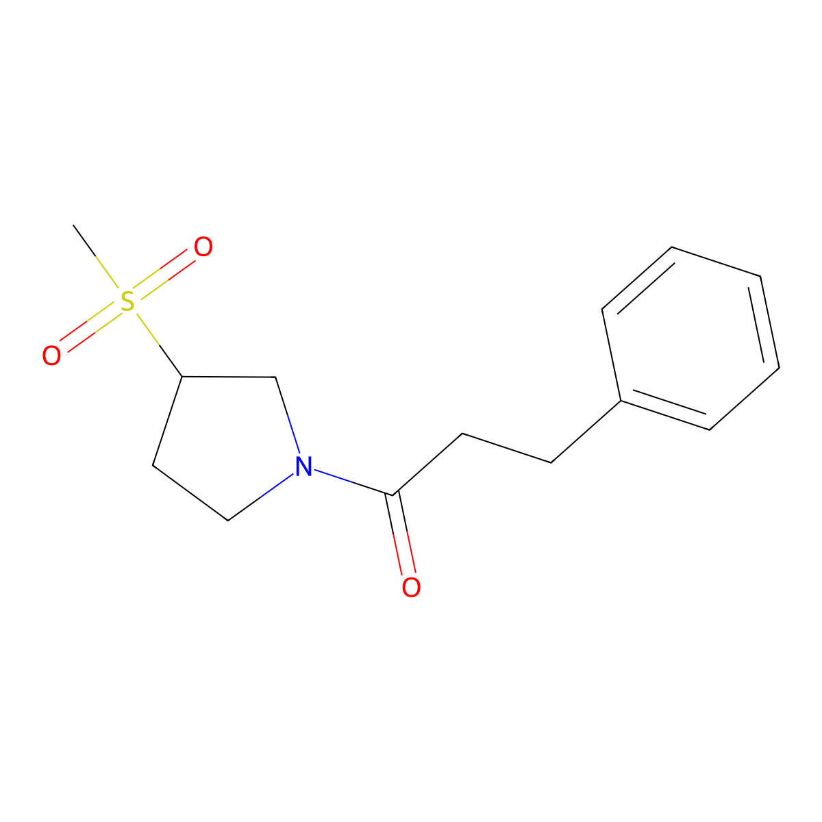 1-(3-(Methylsulfonyl)pyrrolidin-1-yl)-3-phenylpropan-1-one molecular structure, CAS 1448077-75-5
