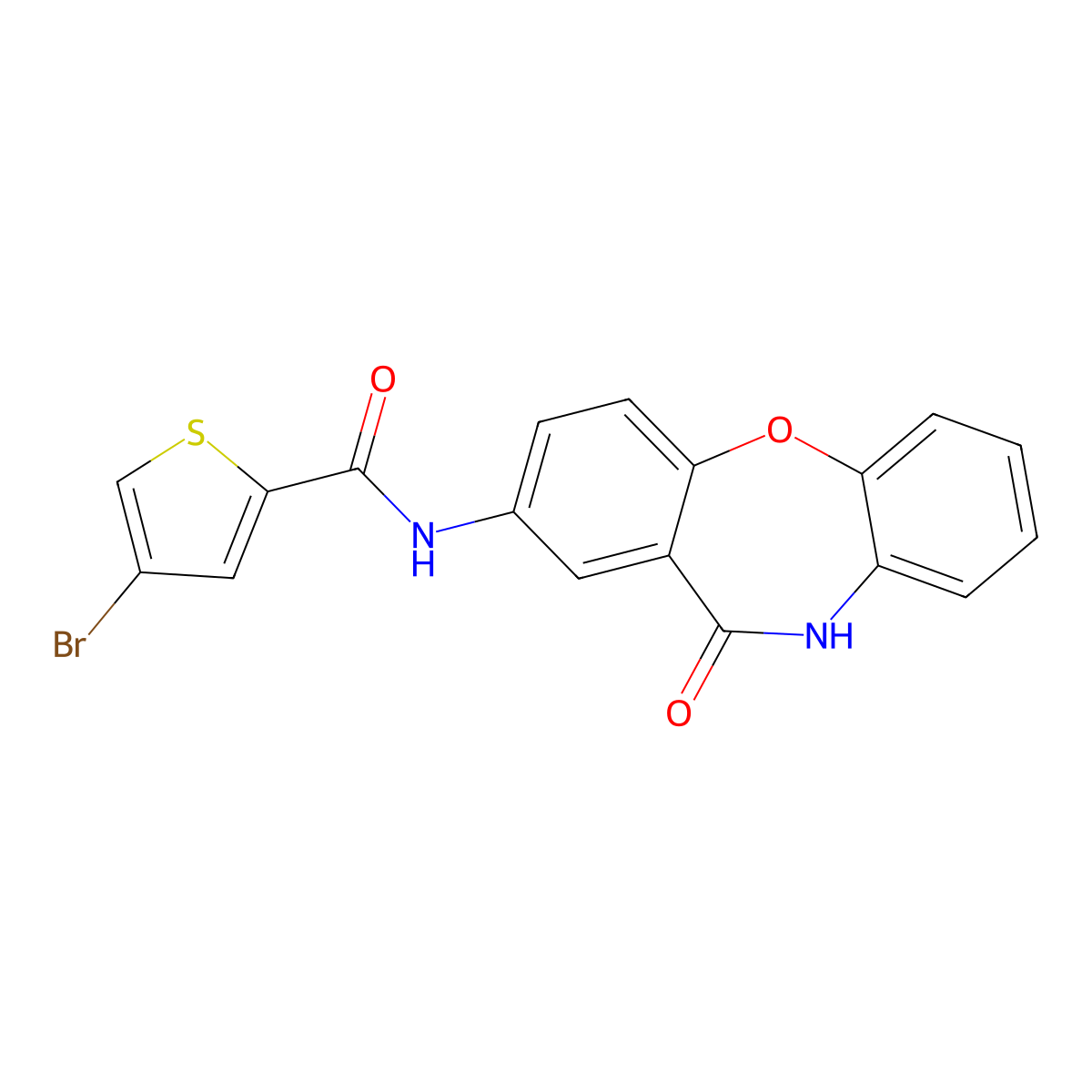 4-bromo-N-(11-oxo-10,11-dihydrodibenzo[b,f][1,4]oxazepin-2-yl)thiophene-2-carboxamide molecular structure, CAS 1448077-83-5