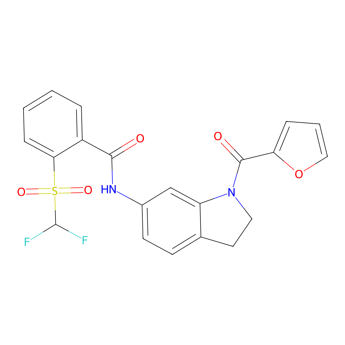 2-((difluoromethyl)sulfonyl)-N-(1-(furan-2-carbonyl)indolin-6-yl)benzamide molecular structure, CAS 1448077-84-6