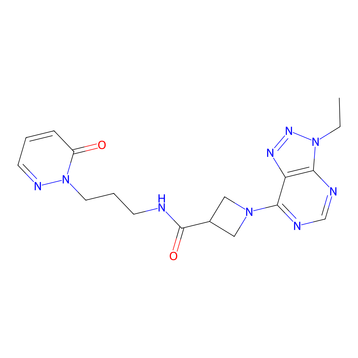 1-(3-ethyl-3H-[1,2,3]triazolo[4,5-d]pyrimidin-7-yl)-N-(3-(6-oxopyridazin-1(6H)-yl)propyl)azetidine-3-carboxamide molecular structure, CAS 1448077-86-8