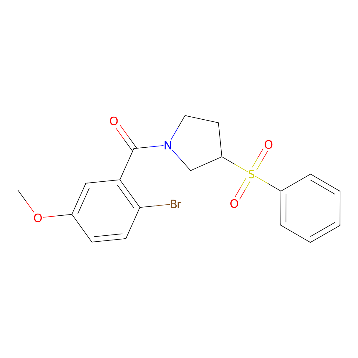 (2-Bromo-5-methoxyphenyl)(3-(phenylsulfonyl)pyrrolidin-1-yl)methanone molecular structure, CAS 1448077-95-9
