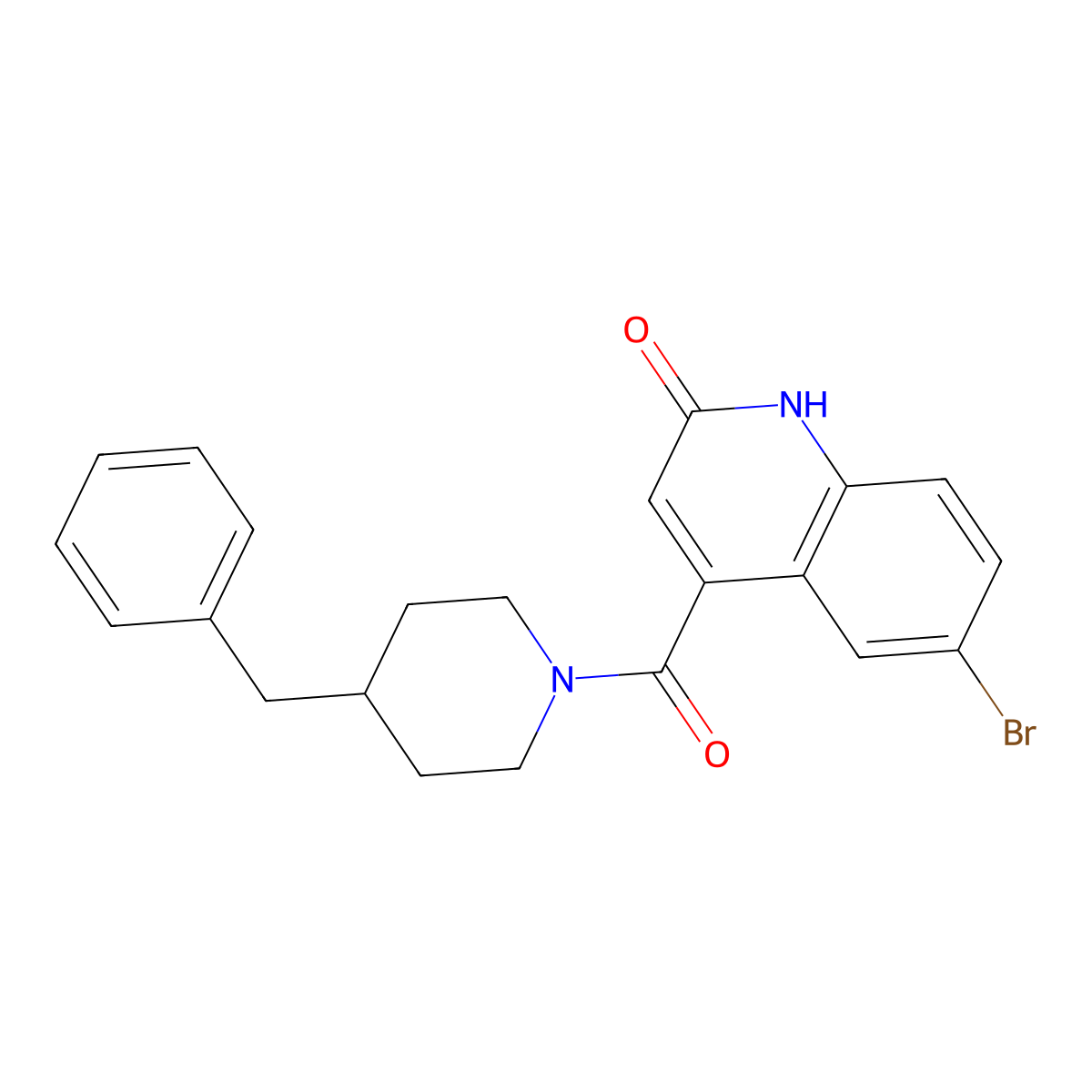 4-(4-benzylpiperidine-1-carbonyl)-6-bromoquinolin-2(1H)-one molecular structure, CAS 1448078-00-9