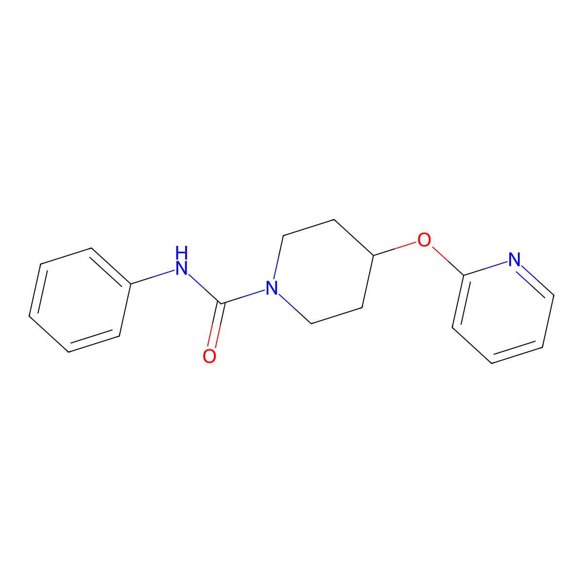 N-phenyl-4-(pyridin-2-yloxy)piperidine-1-carboxamide molecular structure, CAS 1448078-01-0