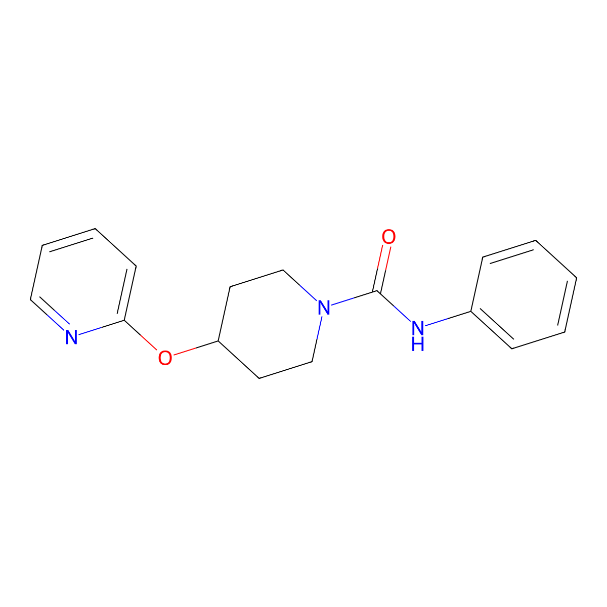 N-phenyl-4-(pyridin-2-yloxy)piperidine-1-carboxamide molecular structure, CAS 1448078-01-0