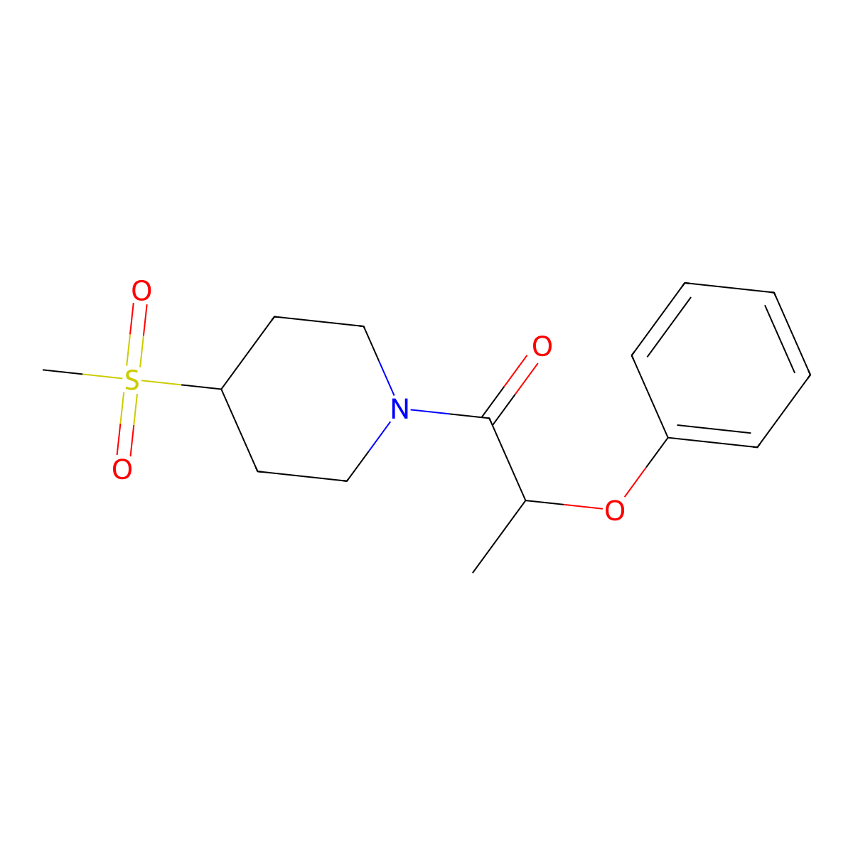 1-(4-(Methylsulfonyl)piperidin-1-yl)-2-phenoxypropan-1-one molecular structure, CAS 1448078-07-6
