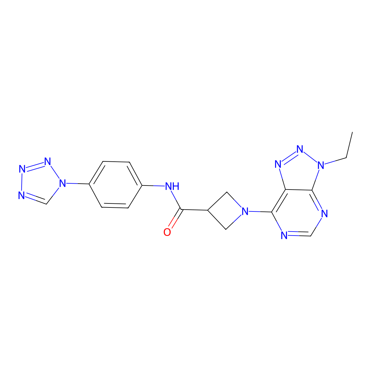 N-(4-(1H-tetrazol-1-yl)phenyl)-1-(3-ethyl-3H-[1,2,3]triazolo[4,5-d]pyrimidin-7-yl)azetidine-3-carboxamide molecular structure, CAS 1448078-14-5