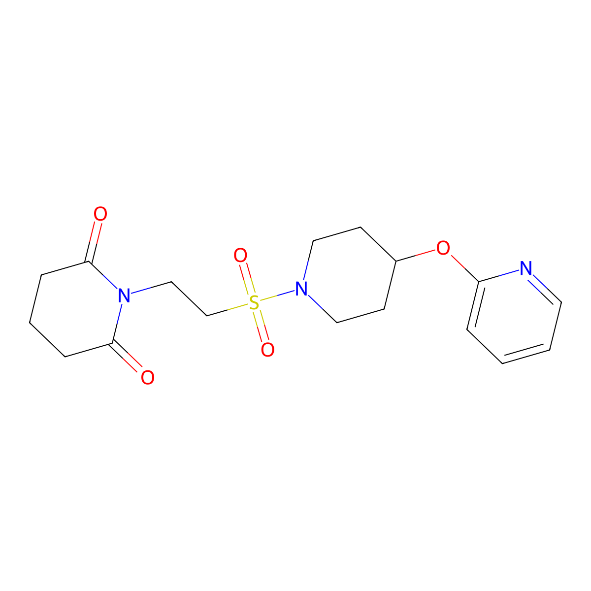 1-(2-{[4-(Pyridin-2-yloxy)piperidin-1-yl]sulfonyl}ethyl)piperidine-2,6-dione molecular structure, CAS 1448078-16-7