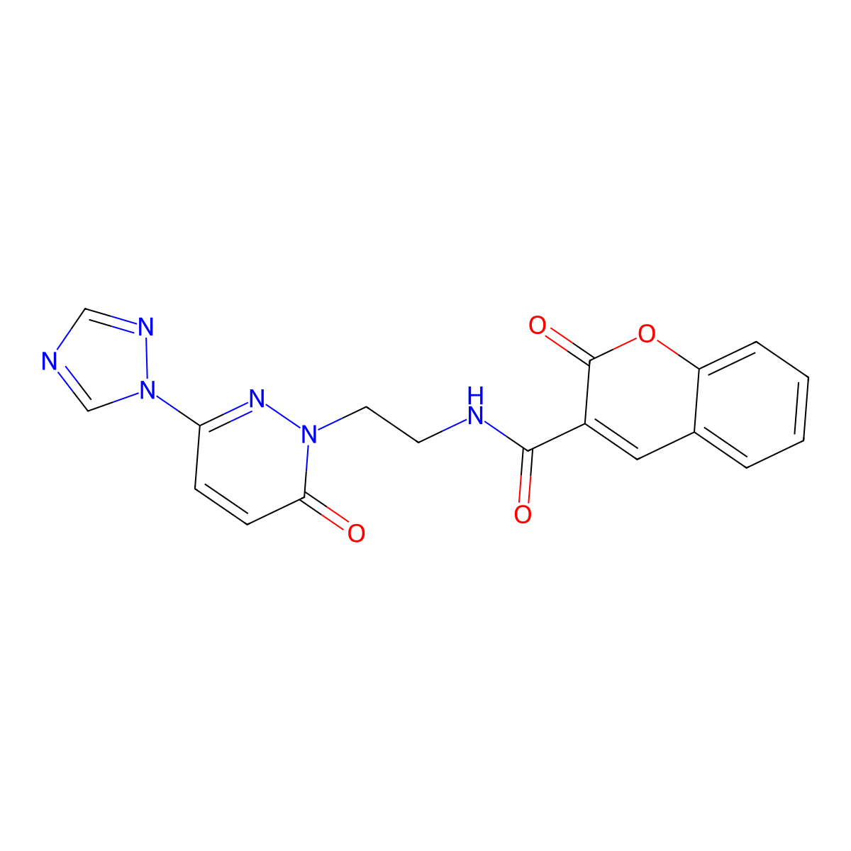2-oxo-N-(2-(6-oxo-3-(1H-1,2,4-triazol-1-yl)pyridazin-1(6H)-yl)ethyl)-2H-chromene-3-carboxamide molecular structure, CAS 1448078-19-0