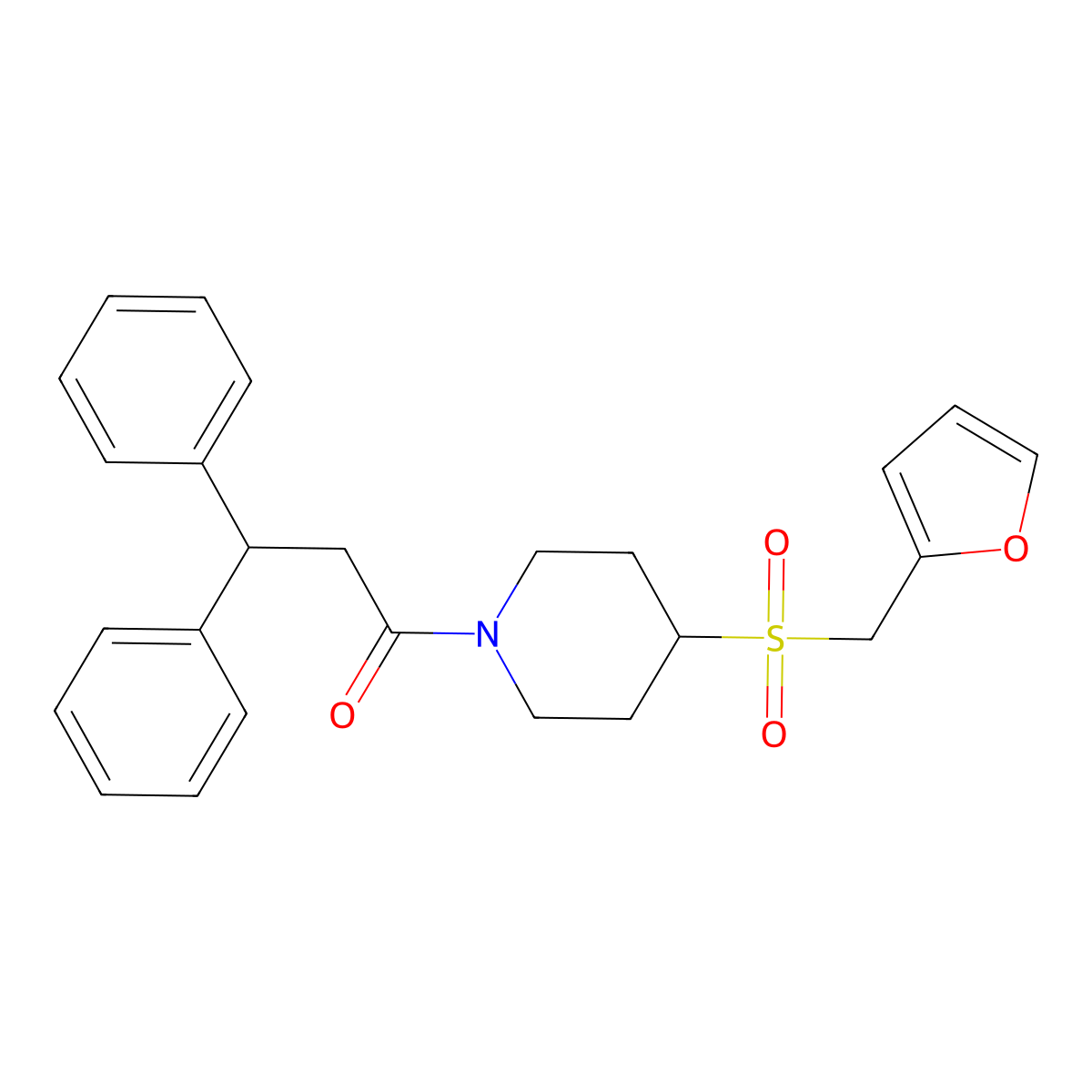 1-(4-((Furan-2-ylmethyl)sulfonyl)piperidin-1-yl)-3,3-diphenylpropan-1-one molecular structure, CAS 1448078-23-6