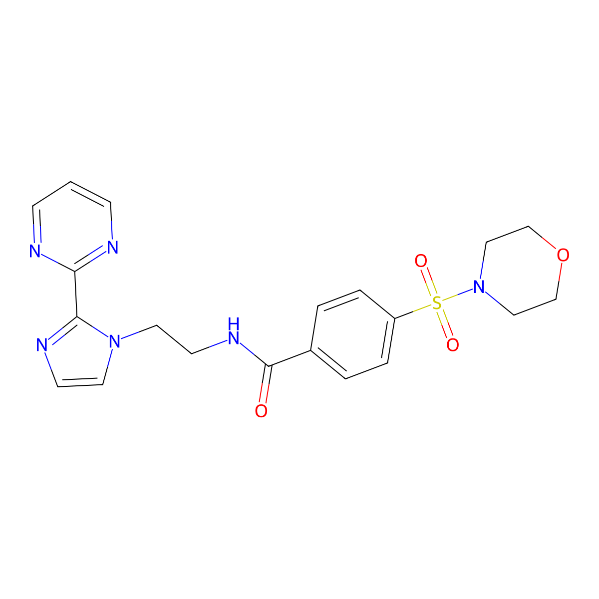4-(morpholinosulfonyl)-N-(2-(2-(pyrimidin-2-yl)-1H-imidazol-1-yl)ethyl)benzamide molecular structure, CAS 1448078-24-7