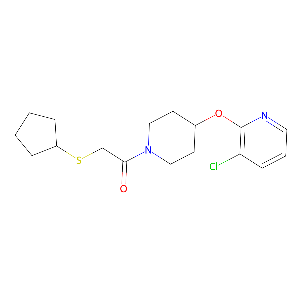 1-(4-((3-Chloropyridin-2-yl)oxy)piperidin-1-yl)-2-(cyclopentylthio)ethanone molecular structure, CAS 1448078-31-6