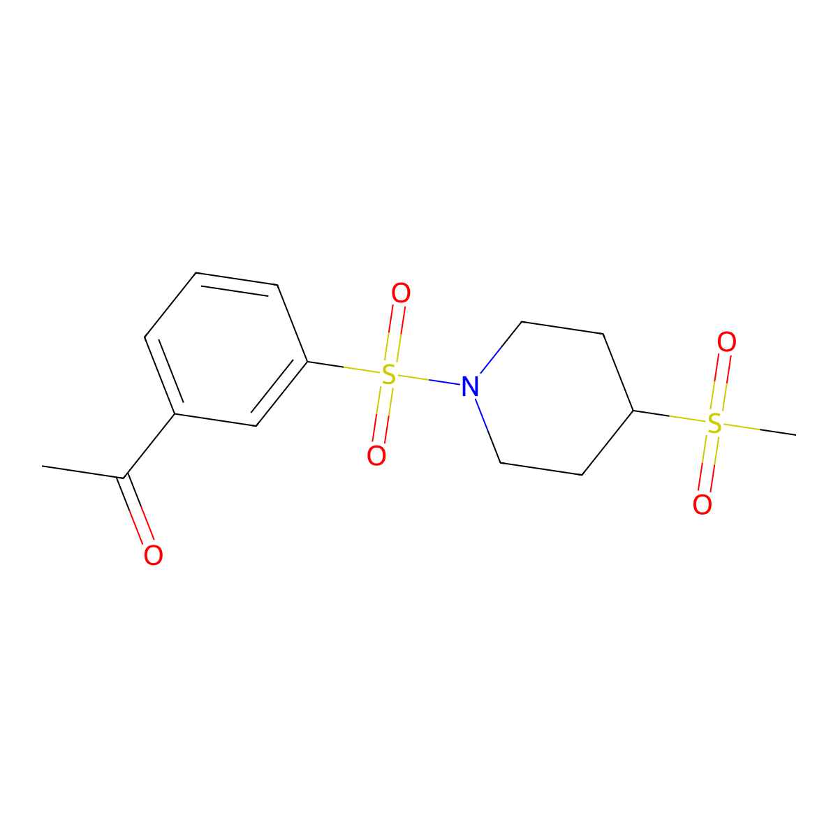 1-(3-((4-(Methylsulfonyl)piperidin-1-yl)sulfonyl)phenyl)ethanone molecular structure, CAS 1448078-32-7