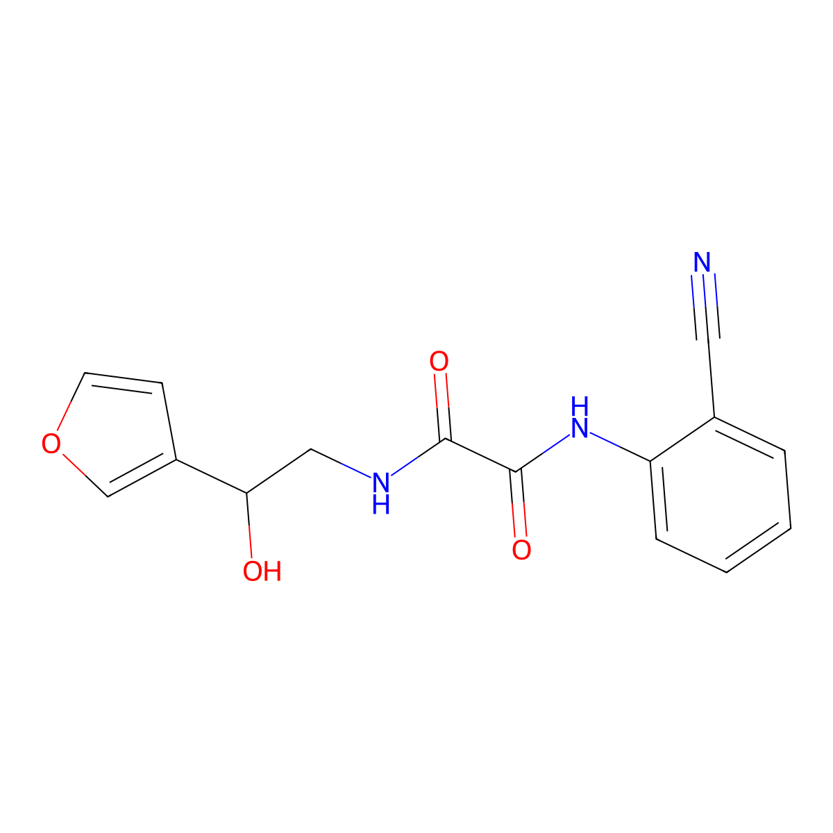 N1-(2-cyanophenyl)-N2-(2-(furan-3-yl)-2-hydroxyethyl)oxalamide molecular structure, CAS 1448078-33-8