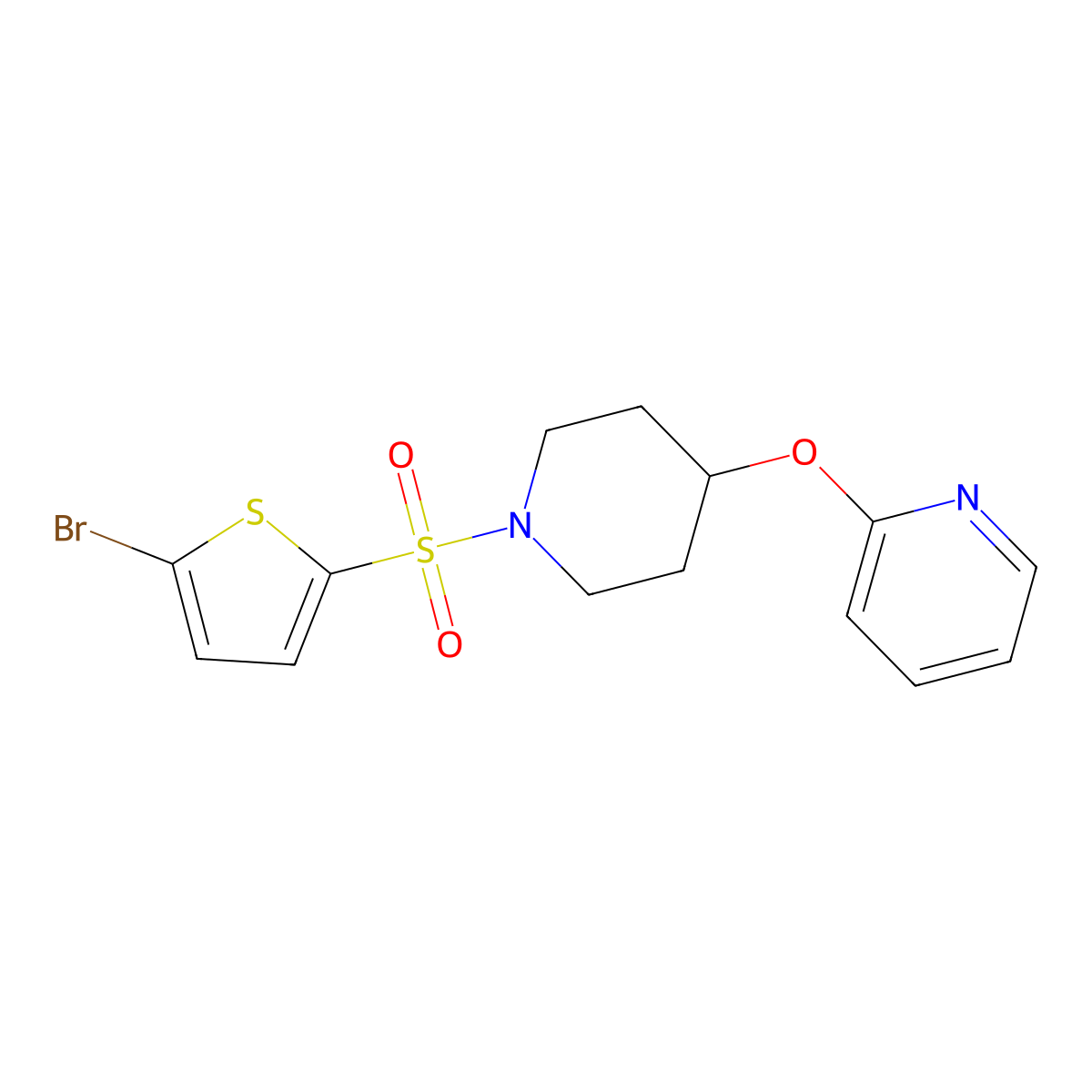 2-((1-((5-Bromothiophen-2-yl)sulfonyl)piperidin-4-yl)oxy)pyridine molecular structure, CAS 1448078-40-7