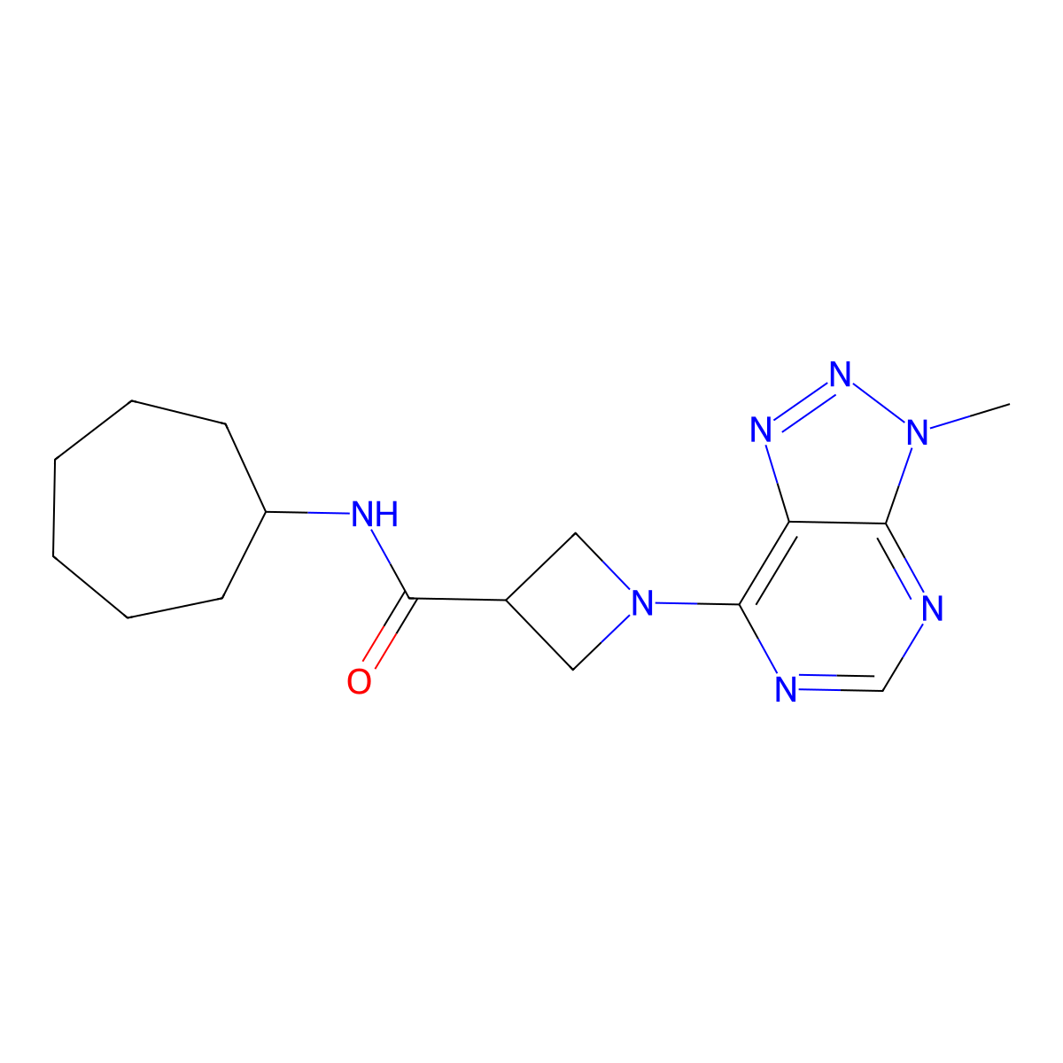 N-cycloheptyl-1-{3-methyl-3H-[1,2,3]triazolo[4,5-d]pyrimidin-7-yl}azetidine-3-carboxamide molecular structure, CAS 1448078-41-8