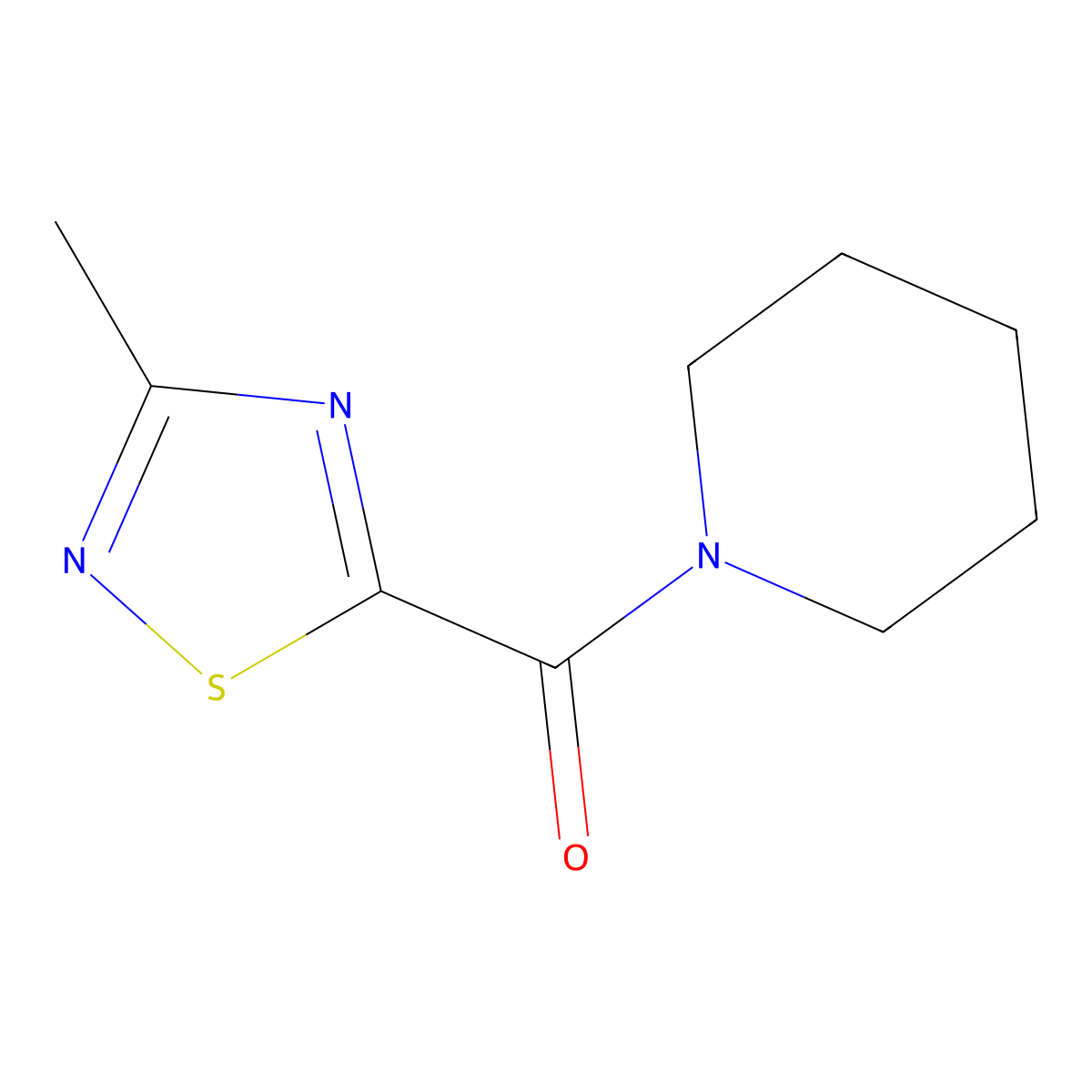 1-(3-Methyl-1,2,4-thiadiazole-5-carbonyl)piperidine molecular structure, CAS 1448078-43-0