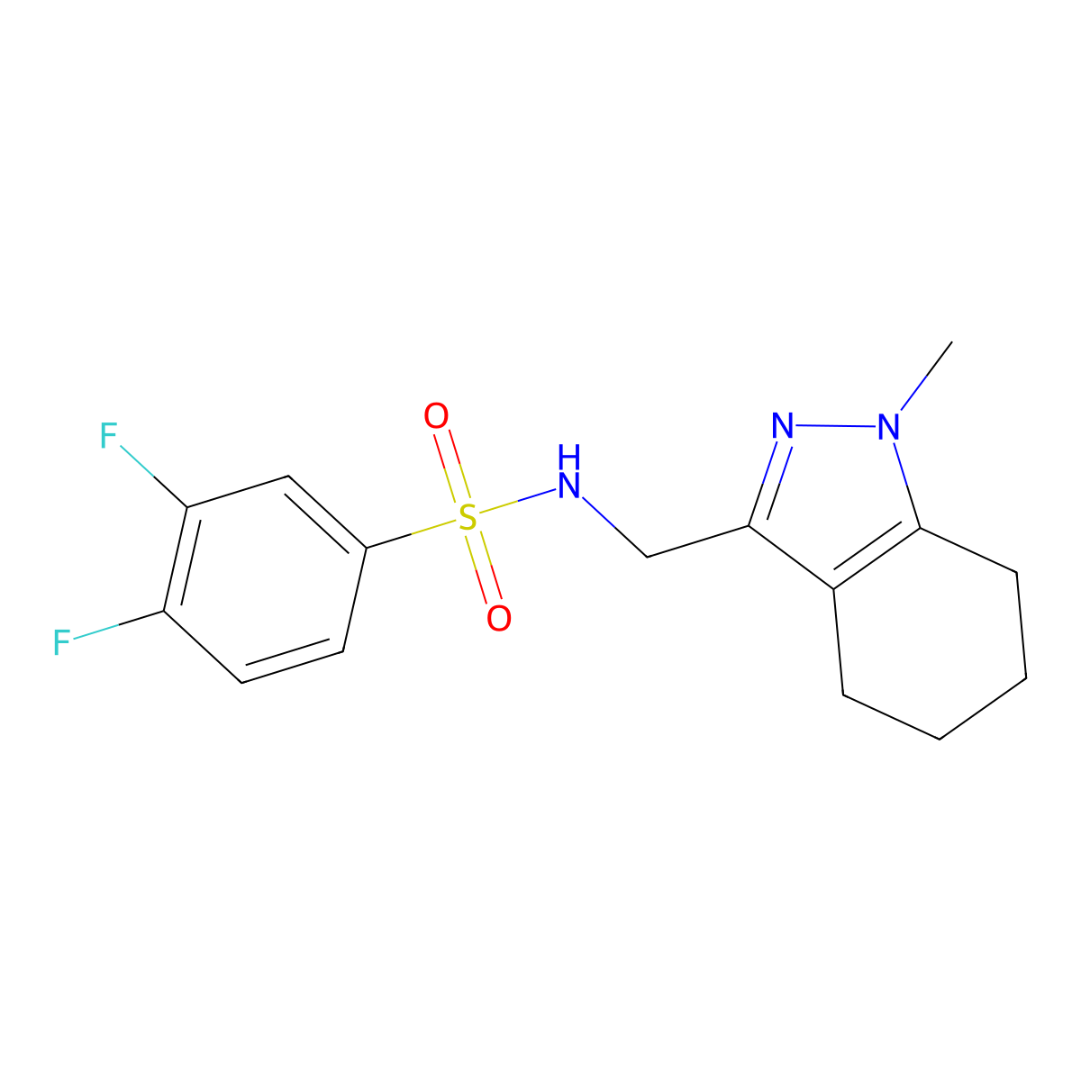 3,4-difluoro-N-((1-methyl-4,5,6,7-tetrahydro-1H-indazol-3-yl)methyl)benzenesulfonamide molecular structure, CAS 1448078-46-3
