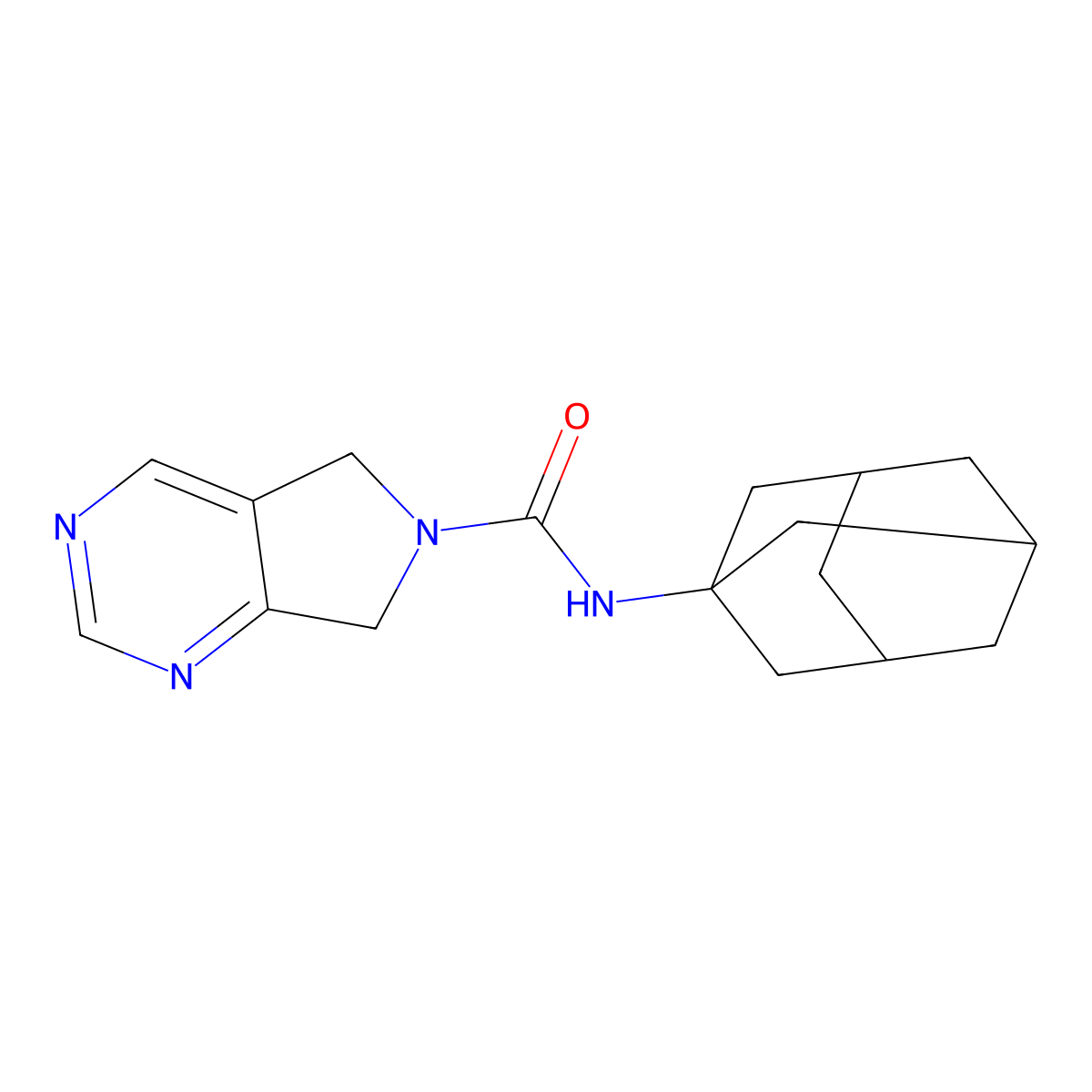 N-(adamantan-1-yl)-5H,6H,7H-pyrrolo[3,4-d]pyrimidine-6-carboxamide molecular structure, CAS 1448078-49-6