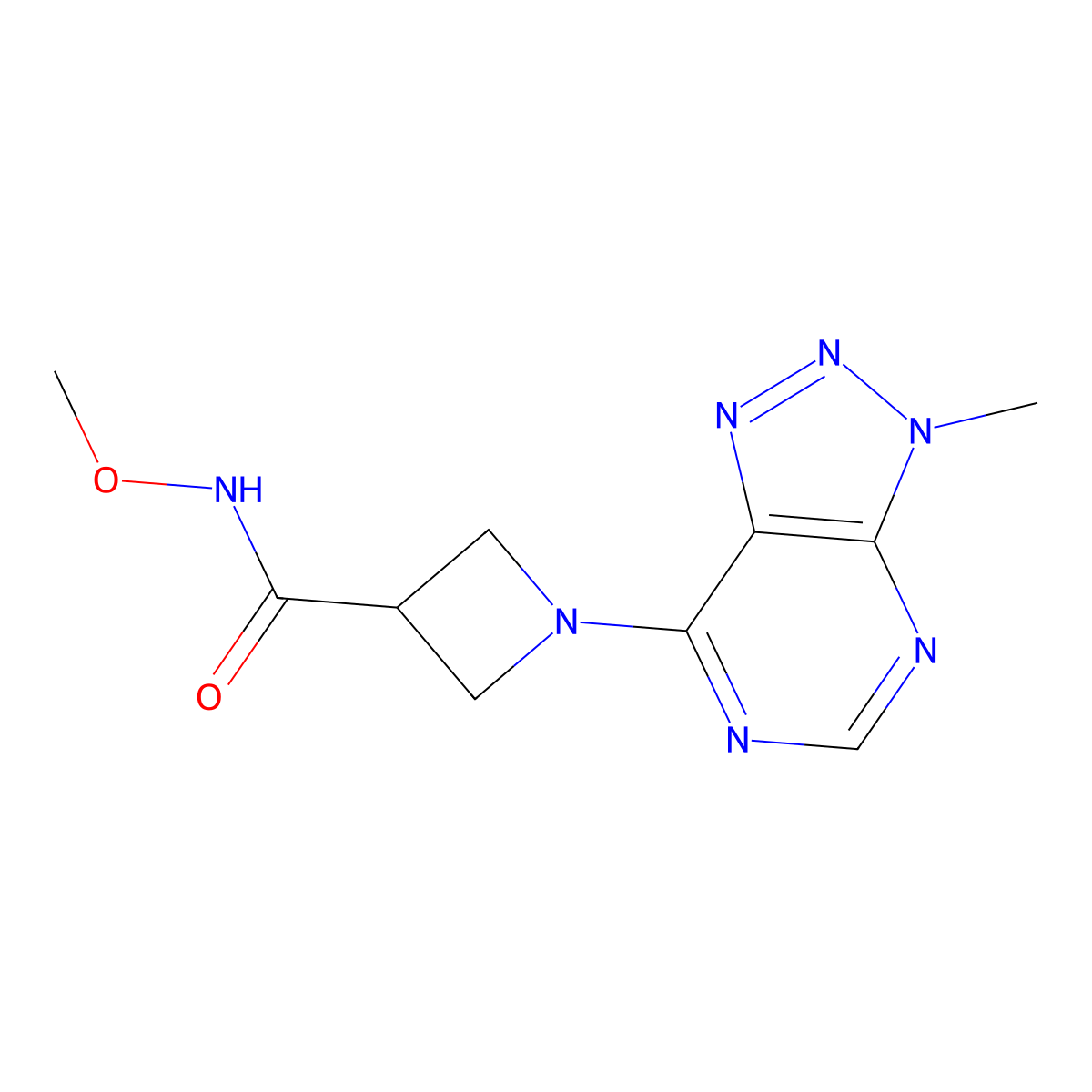 N-methoxy-1-(3-methyl-3H-[1,2,3]triazolo[4,5-d]pyrimidin-7-yl)azetidine-3-carboxamide molecular structure, CAS 1448078-50-9
