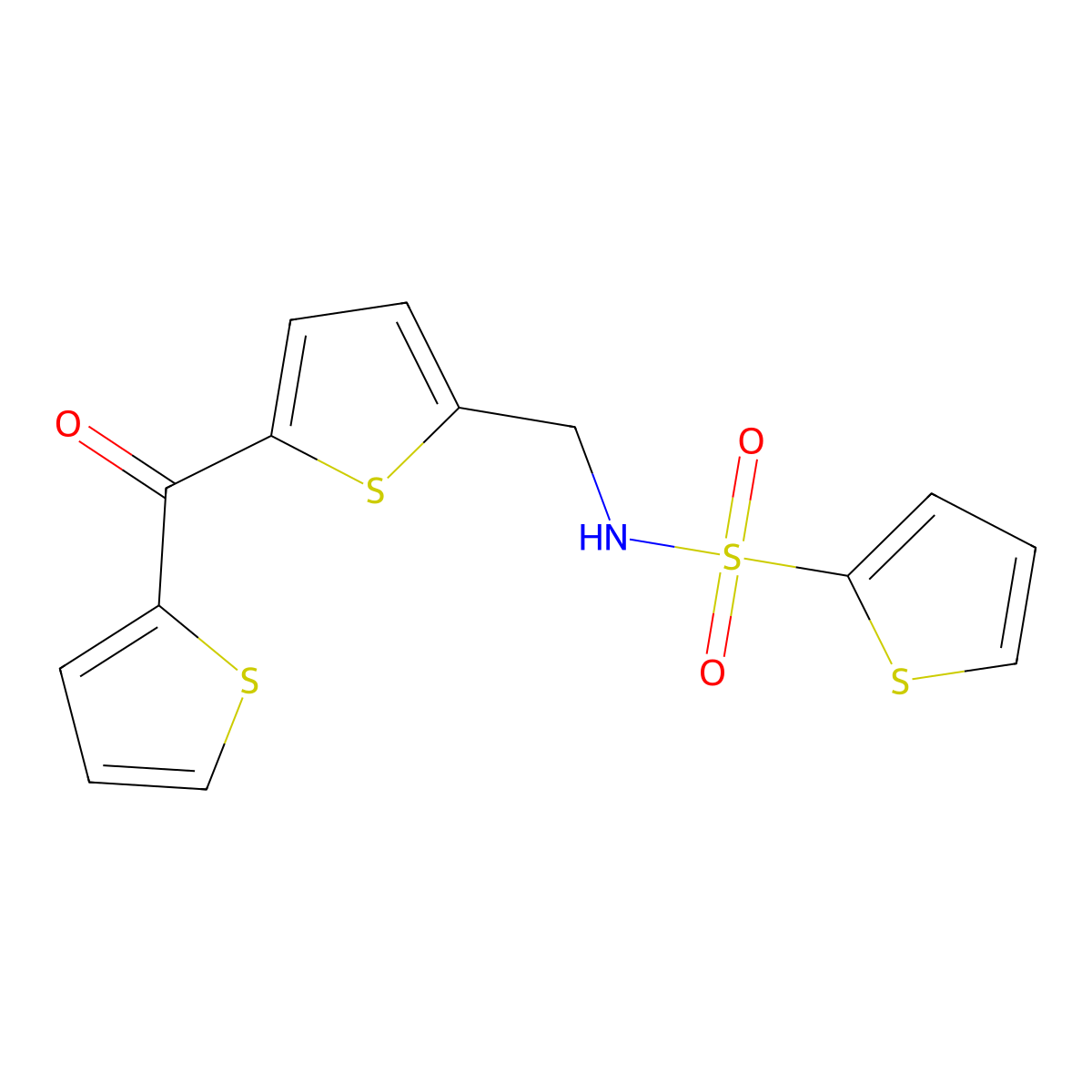 N-((5-(thiophene-2-carbonyl)thiophen-2-yl)methyl)thiophene-2-sulfonamide molecular structure, CAS 1448078-62-3