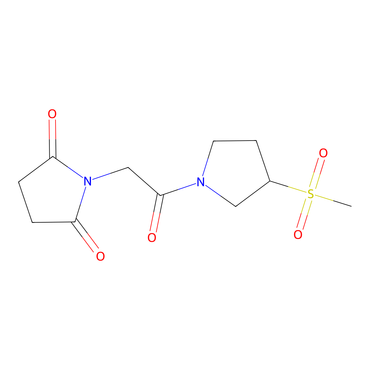 1-(2-(3-(Methylsulfonyl)pyrrolidin-1-yl)-2-oxoethyl)pyrrolidine-2,5-dione molecular structure, CAS 1448078-64-5