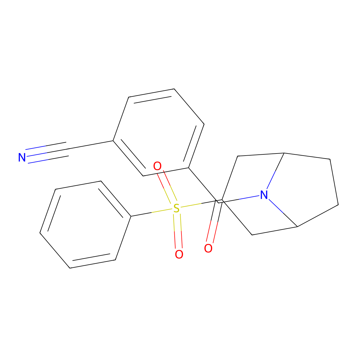 3-[3-(Benzenesulfonyl)-8-azabicyclo[3.2.1]octane-8-carbonyl]benzonitrile molecular structure, CAS 1448078-66-7