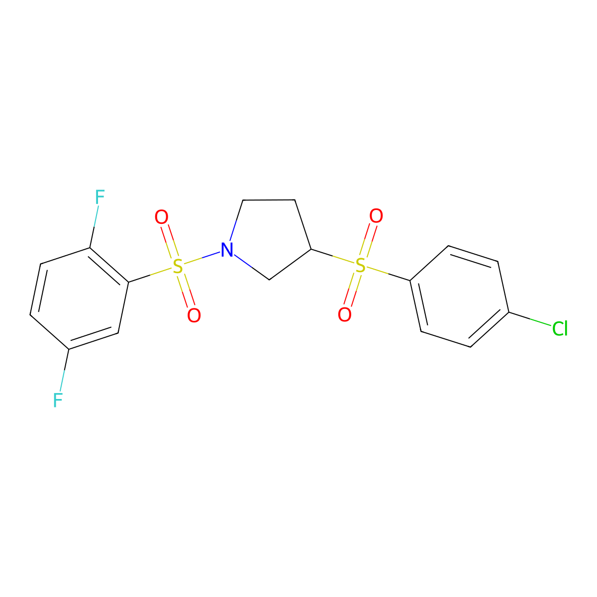 3-((4-Chlorophenyl)sulfonyl)-1-((2,5-difluorophenyl)sulfonyl)pyrrolidine molecular structure, CAS 1448078-70-3
