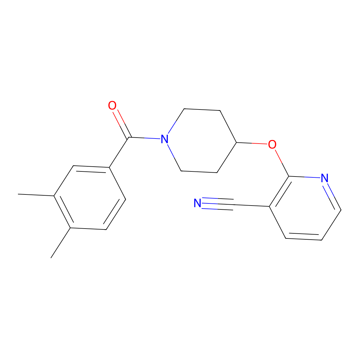 2-((1-(3,4-Dimethylbenzoyl)piperidin-4-yl)oxy)nicotinonitrile molecular structure, CAS 1448078-74-7