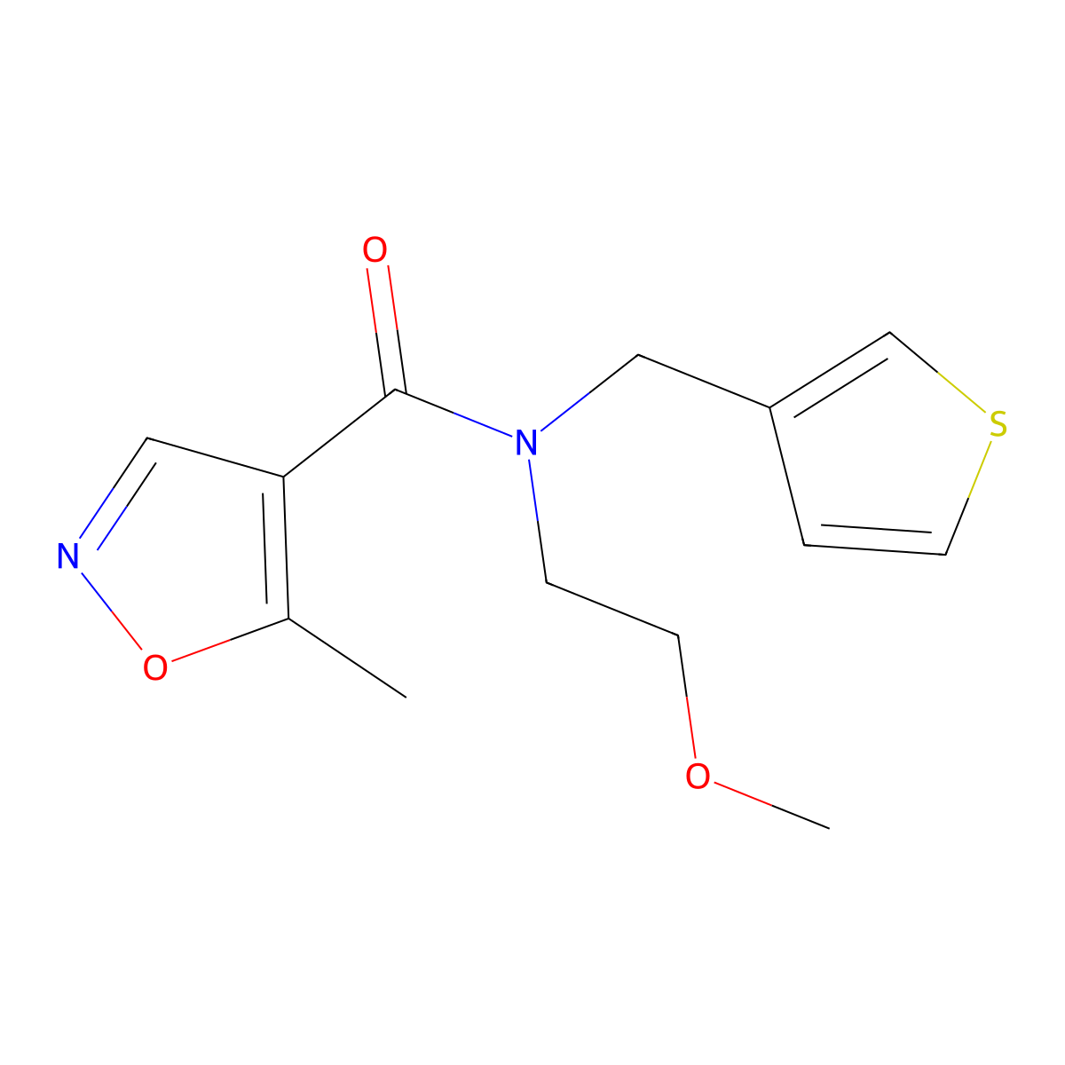 N-(2-methoxyethyl)-5-methyl-N-(thiophen-3-ylmethyl)isoxazole-4-carboxamide molecular structure, CAS 1448078-78-1