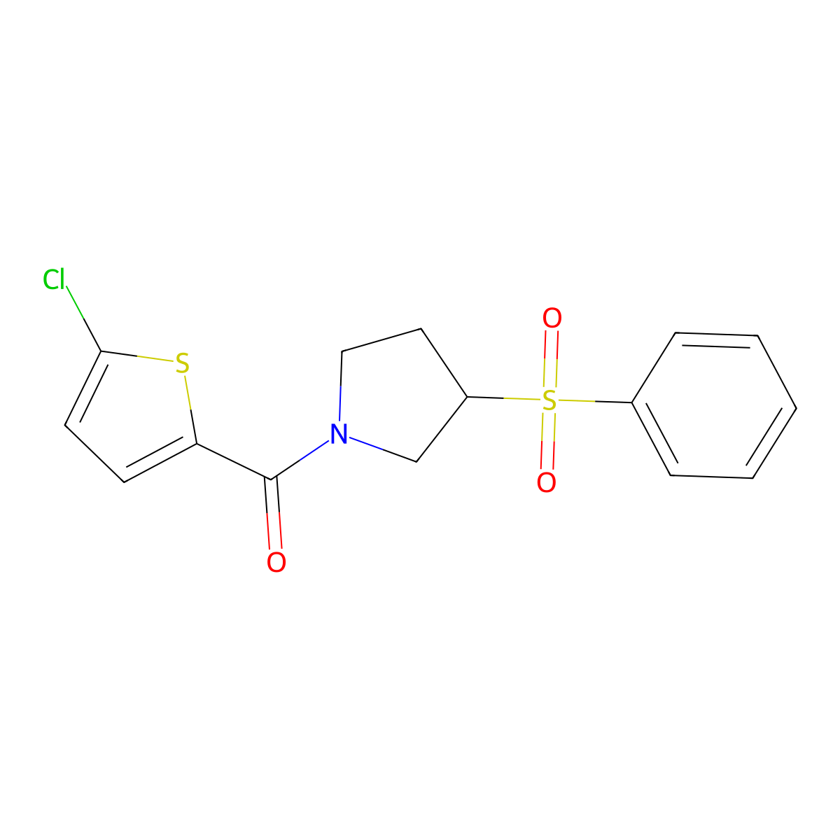 (5-Chlorothiophen-2-yl)(3-(phenylsulfonyl)pyrrolidin-1-yl)methanone molecular structure, CAS 1448078-82-7