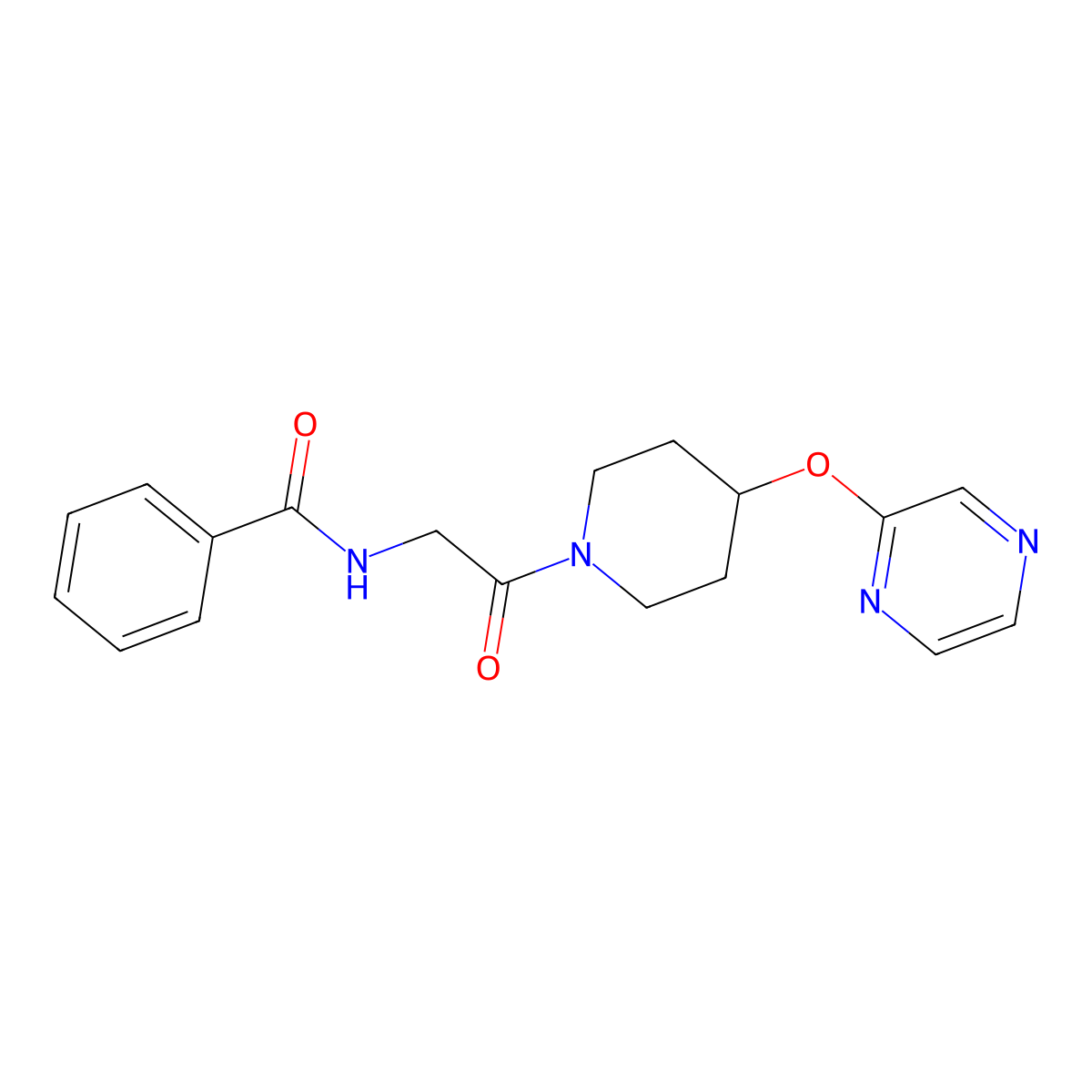 N-{2-Oxo-2-[4-(pyrazin-2-yloxy)piperidin-1-YL]ethyl}benzamide molecular structure, CAS 1448078-84-9