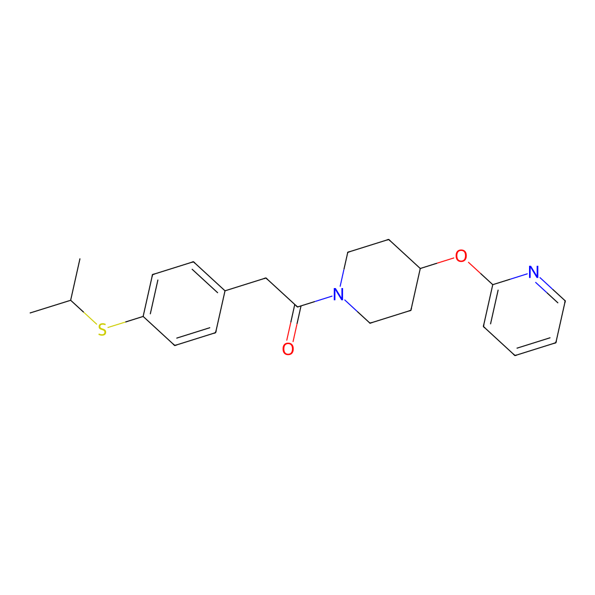 2-(4-(Isopropylthio)phenyl)-1-(4-(pyridin-2-yloxy)piperidin-1-yl)ethanone molecular structure, CAS 1448078-89-4